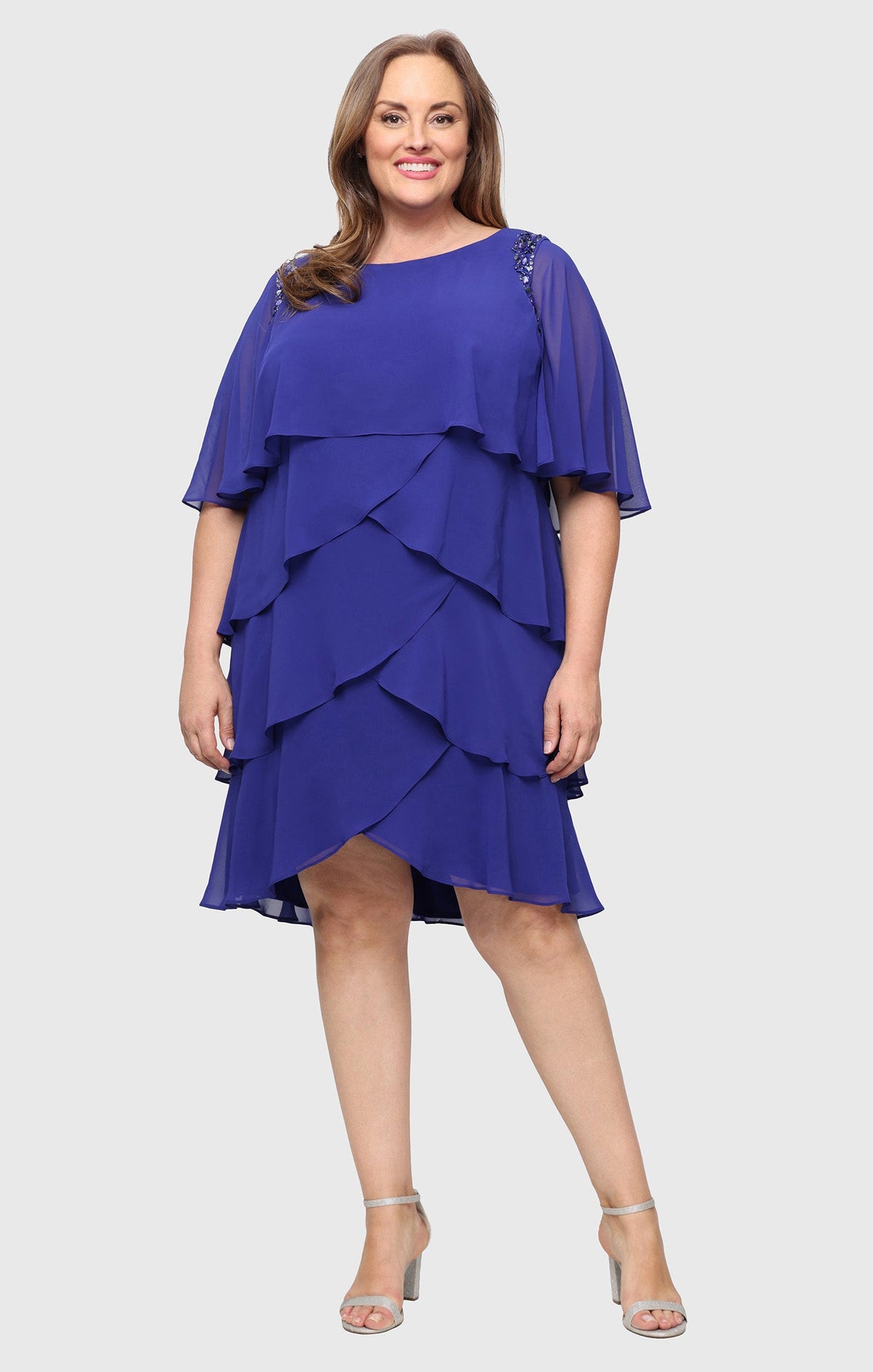 Scoop Knee-Length Chiffon Cocktail Sheath Dress SL Fashions 9470752