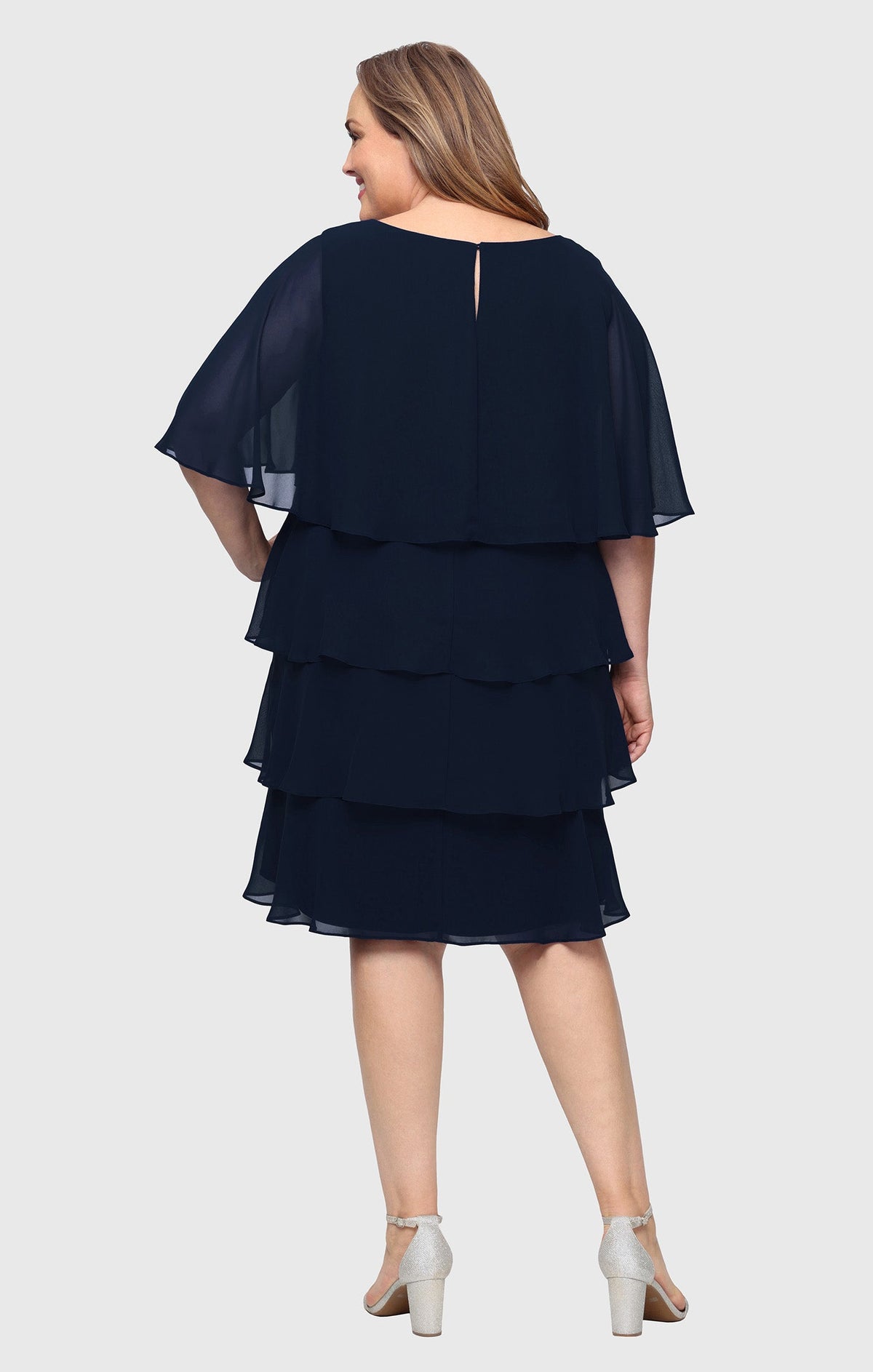 Scoop Knee-Length Chiffon Cocktail Sheath Dress SL Fashions 9470752