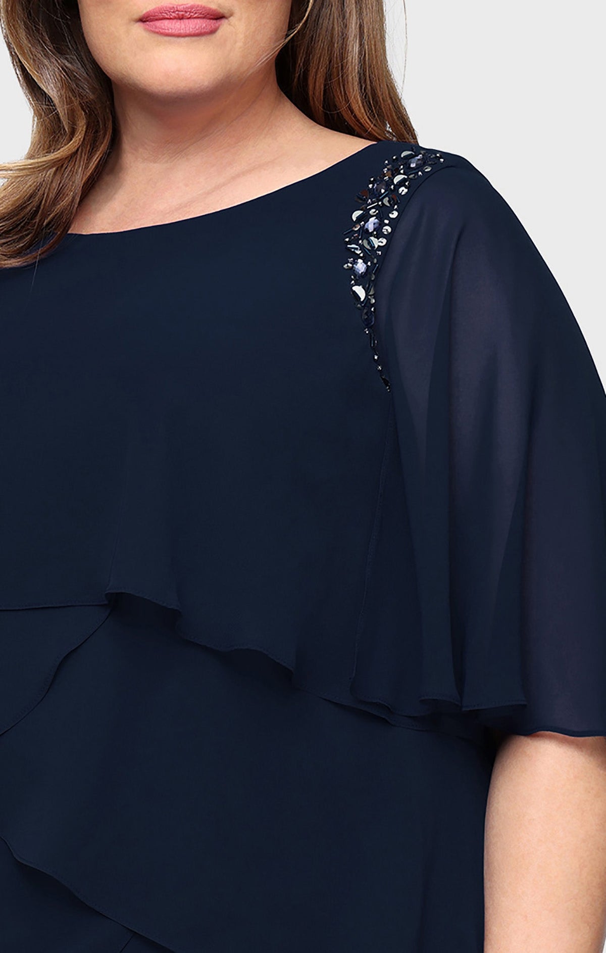 Scoop Knee-Length Chiffon Cocktail Sheath Dress SL Fashions 9470752