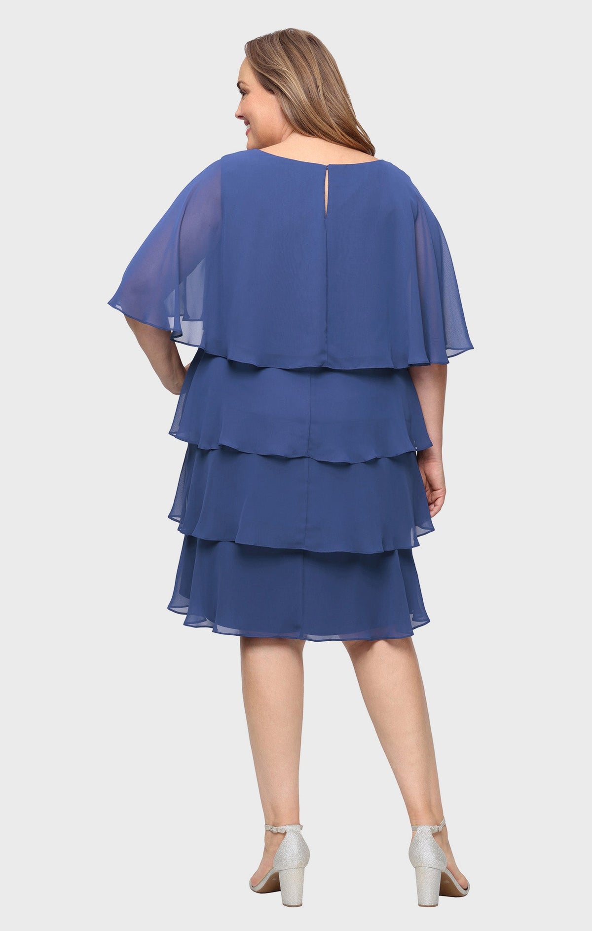Scoop Knee-Length Chiffon Cocktail Sheath Dress SL Fashions 9470752