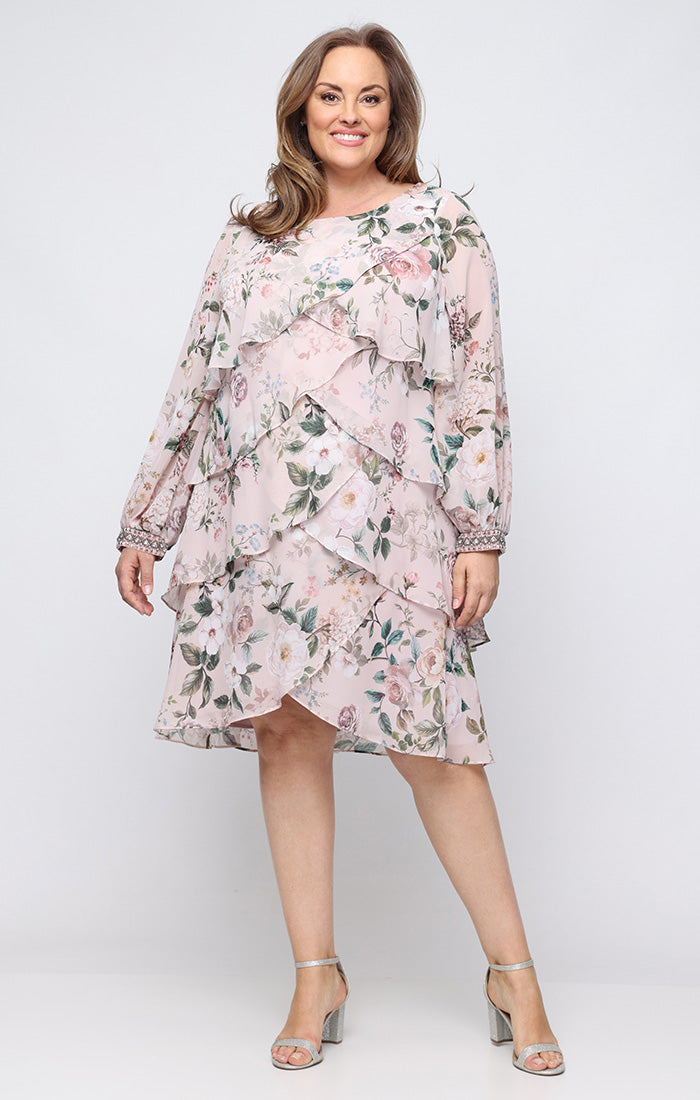 Jewel Knee-Length Chiffon Special Occasion A-Line Dress SL Fashions 9472168