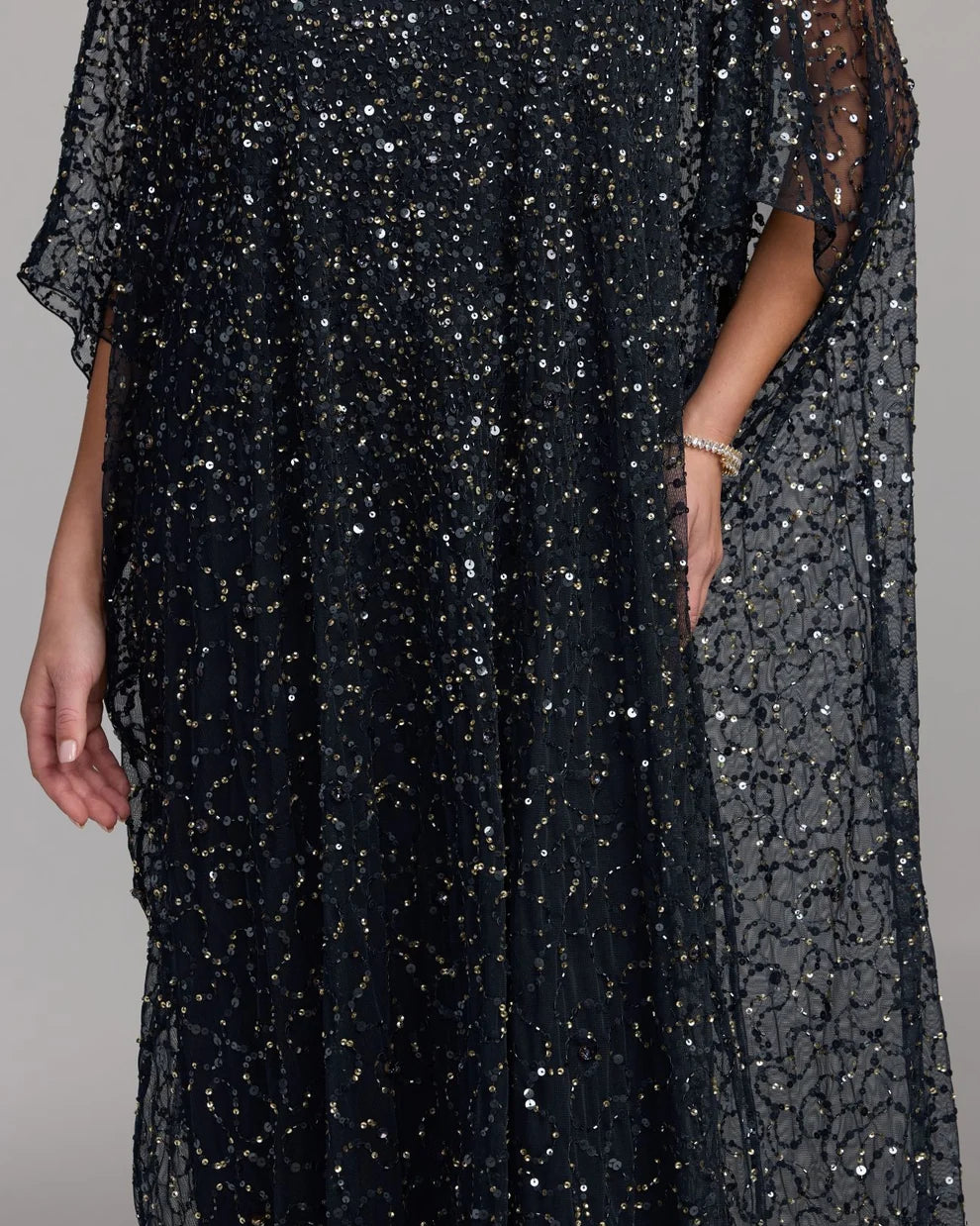 Crew High-Neck Floor-Length Sequin Evening A-Line Mac Duggal 9475