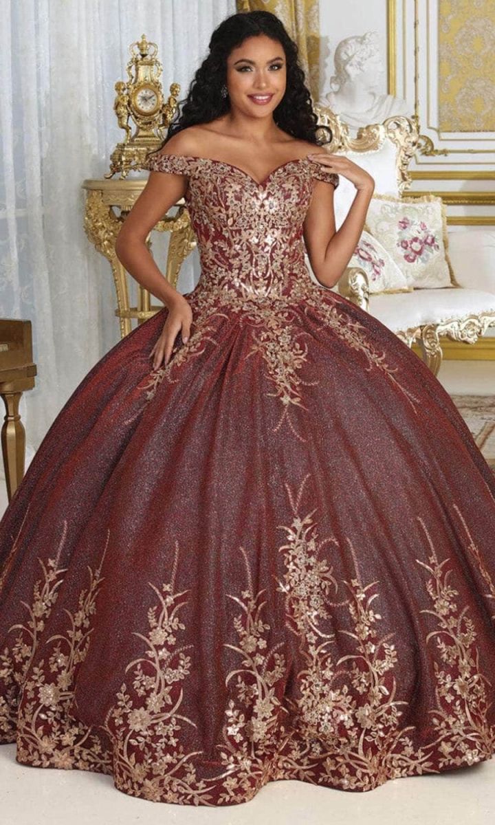 Off-the-Shoulder Floor-Length Tulle Quinceañera Ball Gown May Queen LK220