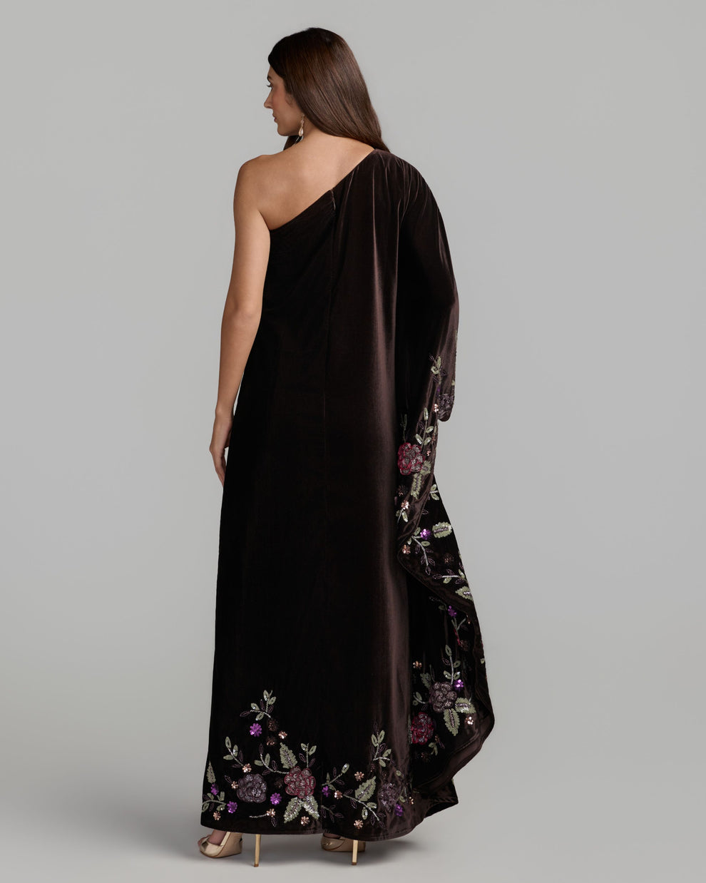 One-Shoulder Floor-Length Velvet Occasion A-Line Mac Duggal 9523