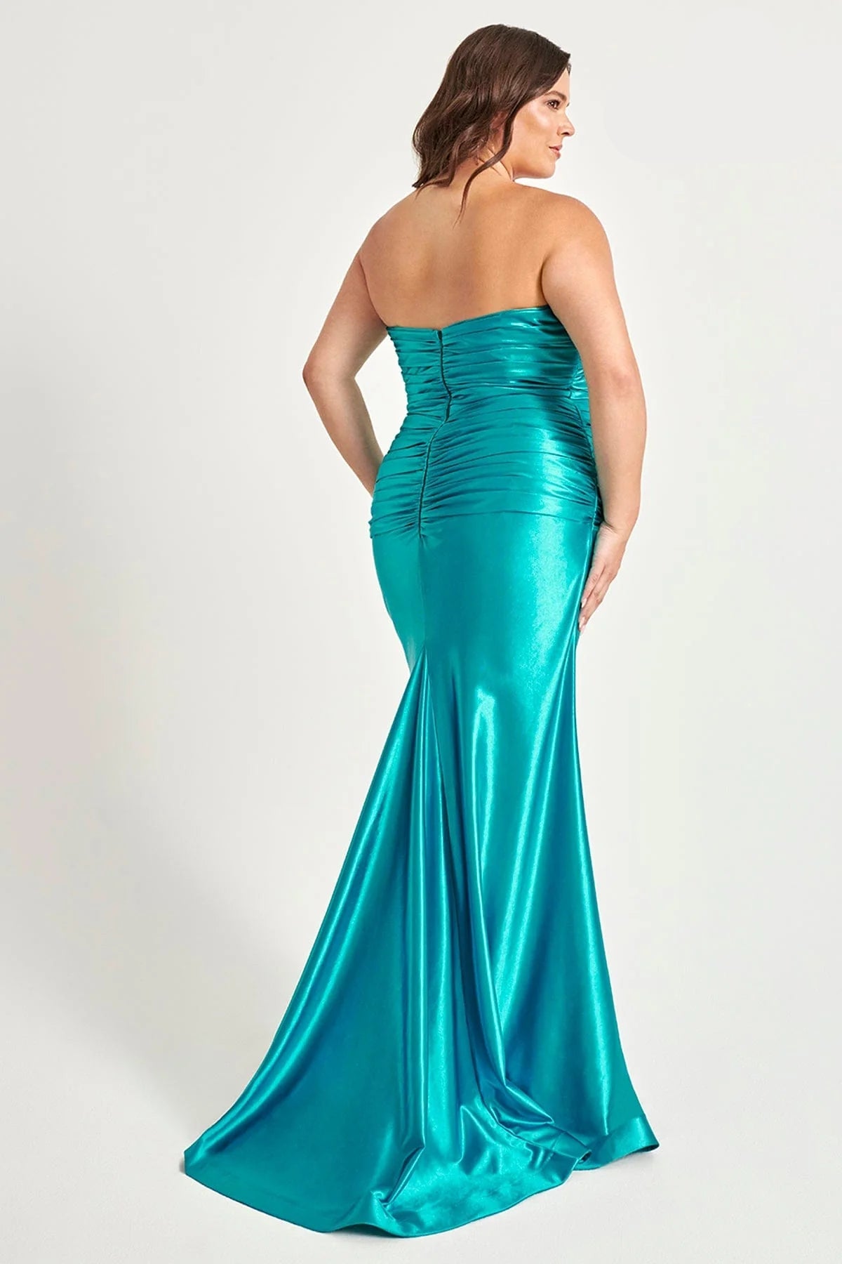 Plus Size Formal Dresses Pleated Long Formal Plus Size Prom Gown Peacock