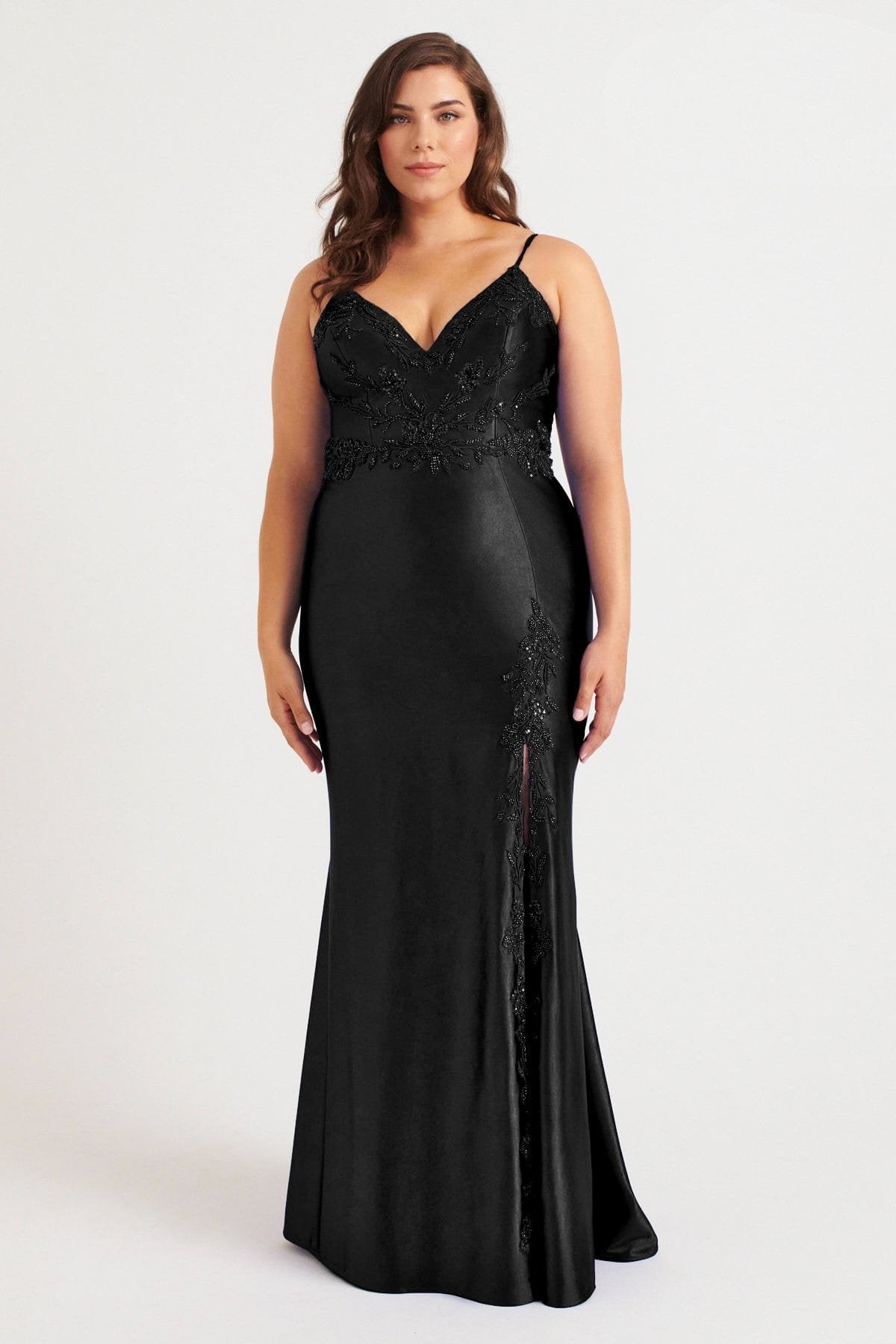 Prom Dresses Long Prom Formal Beaded Plus Size Dress Black