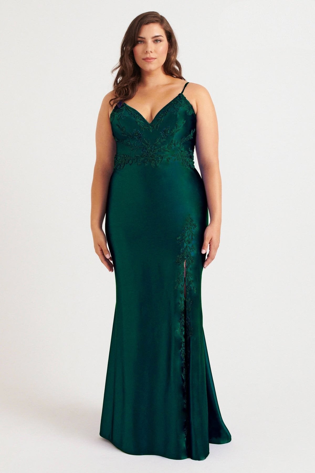 Prom Dresses Long Prom Formal Beaded Plus Size Dress Dark Hunter Green