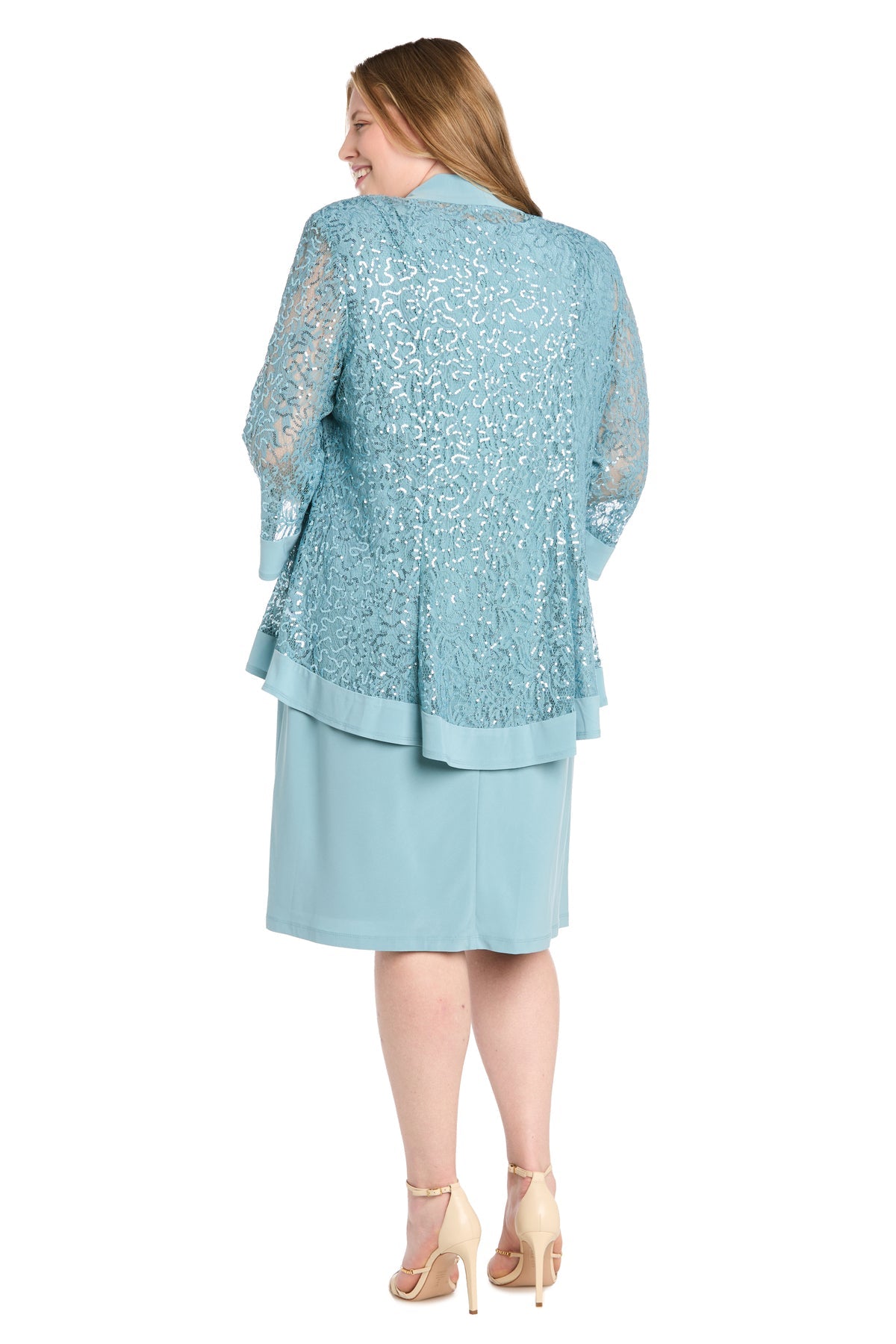R&M Richards 9587W Sequin Short Jacket Plus Size Dress