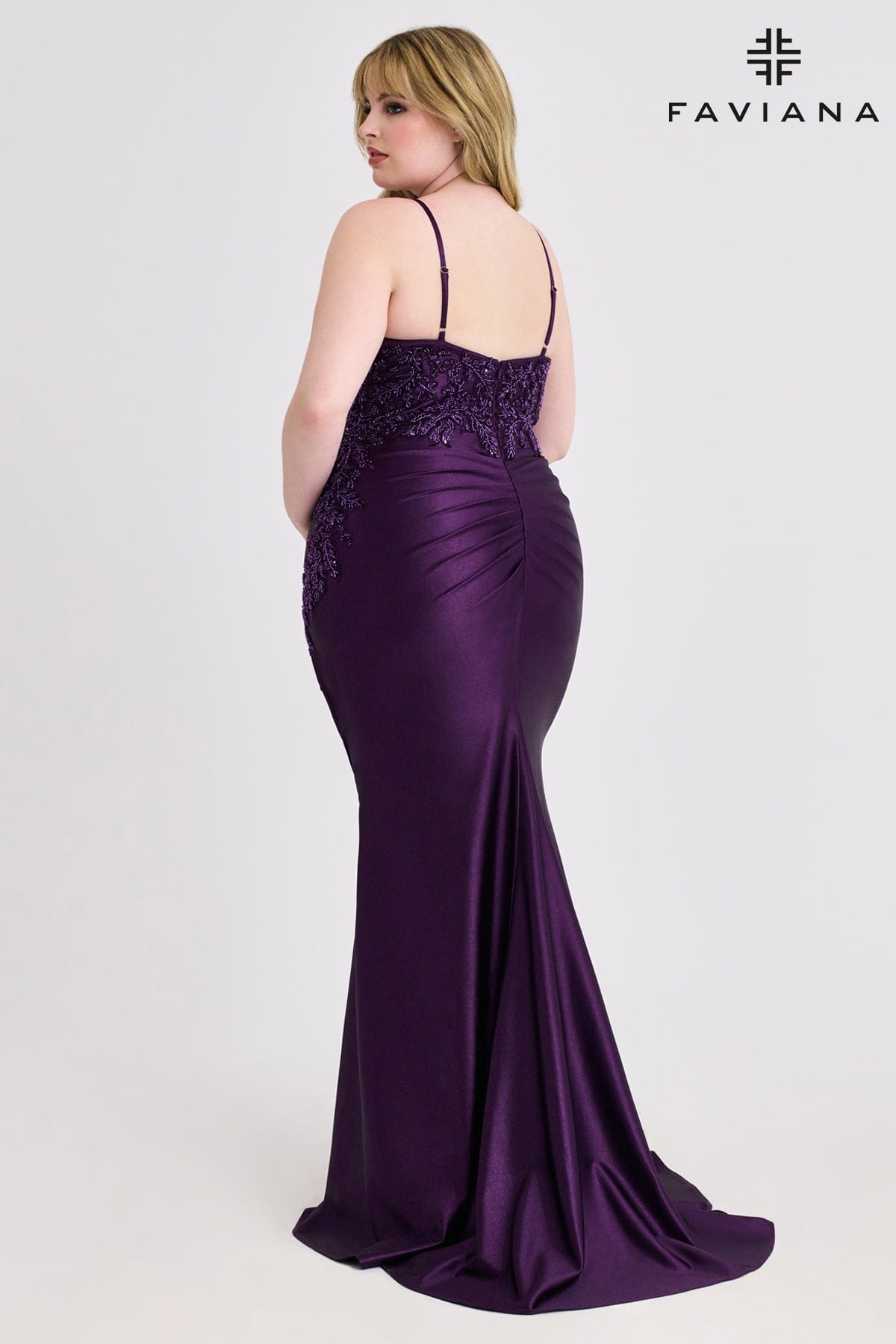 Plus Size Dresses Long Lace Applique Prom Dress Purple Amethyst
