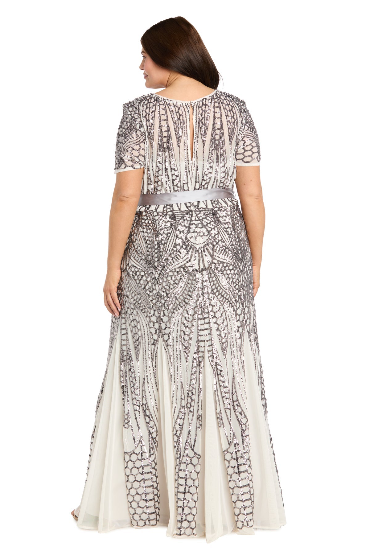 Crew High-Neck Floor-Length Sequin Formal A-Line R&M Richards 9615W