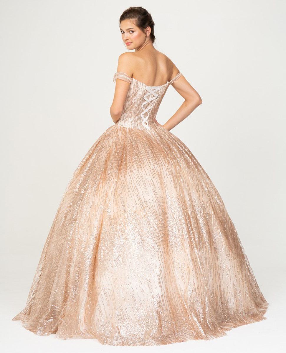 Prom Dresses Long Formal Prom A Line Glitter Dress Eureka Fashion 9616 Rose Gold