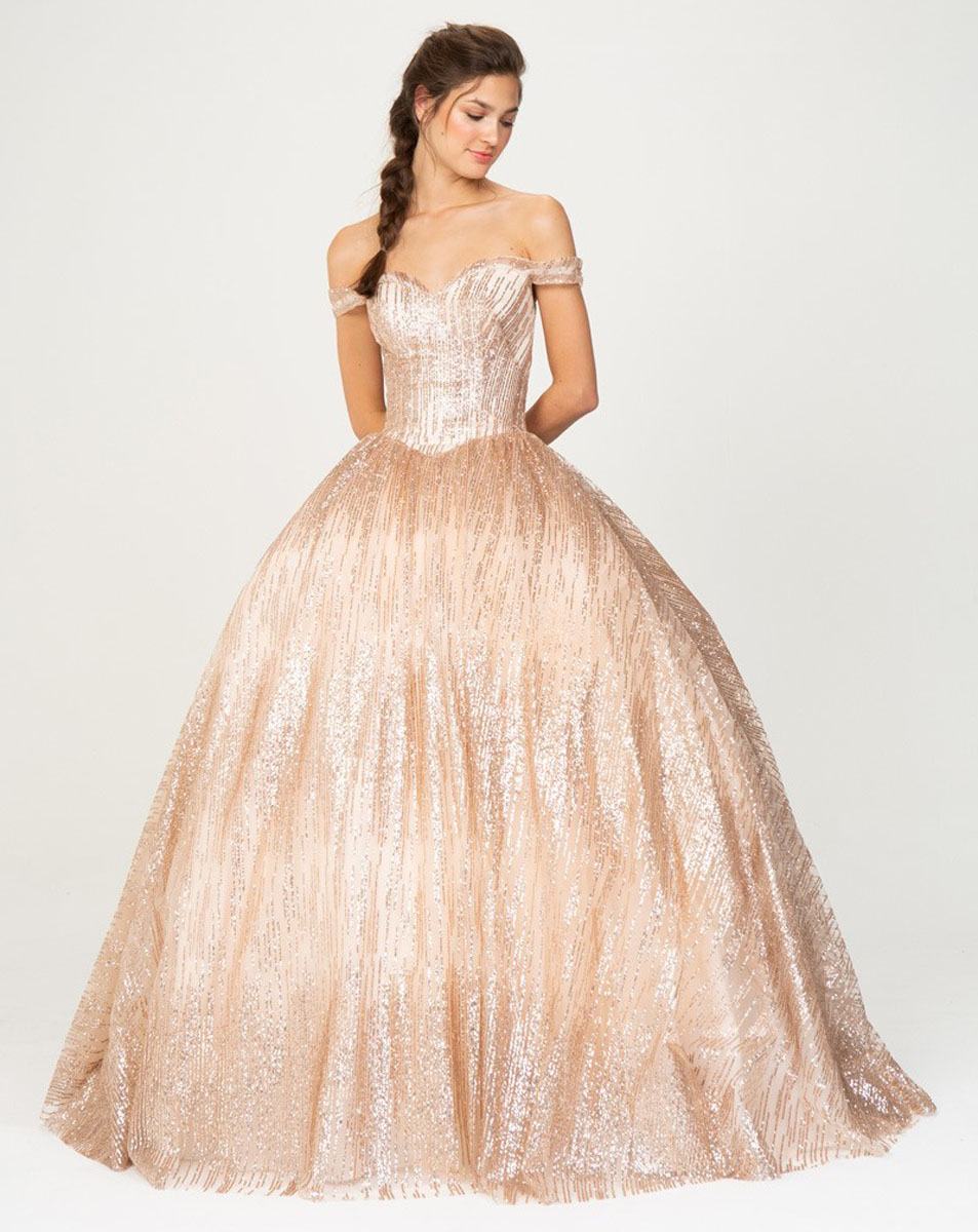 Prom Dresses Long Formal Prom A Line Glitter Dress Eureka Fashion 9616 Rose Gold