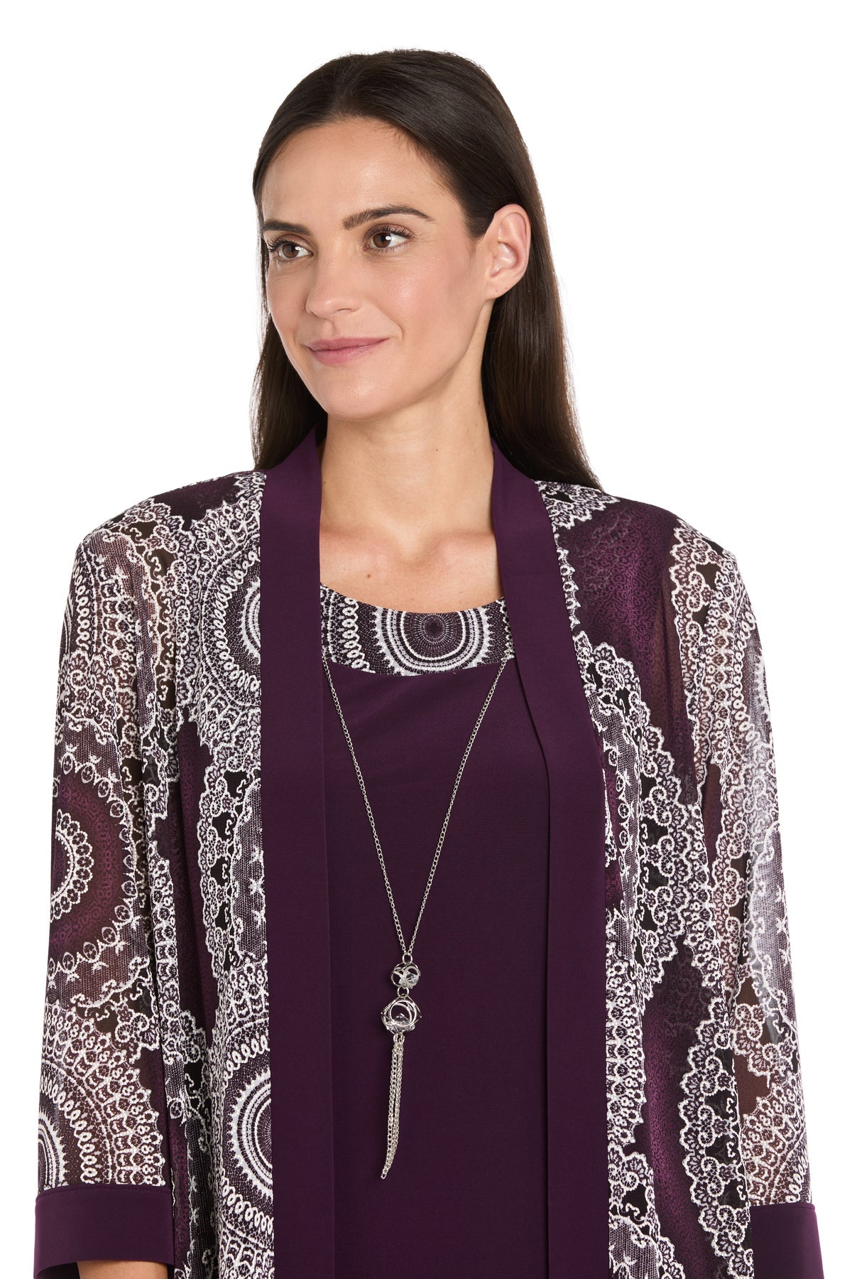 Scoop Knee-Length Jersey Cocktail Dress by R&M Richards 9626P in Eggplant