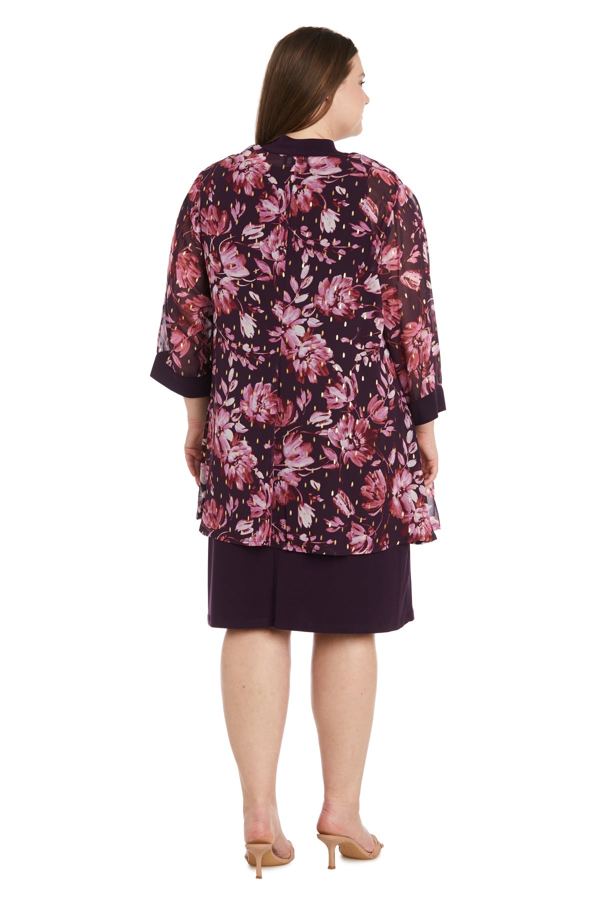 R&M Richards 9646W Short Printed Floral Jacket Mother of the Bride Dress