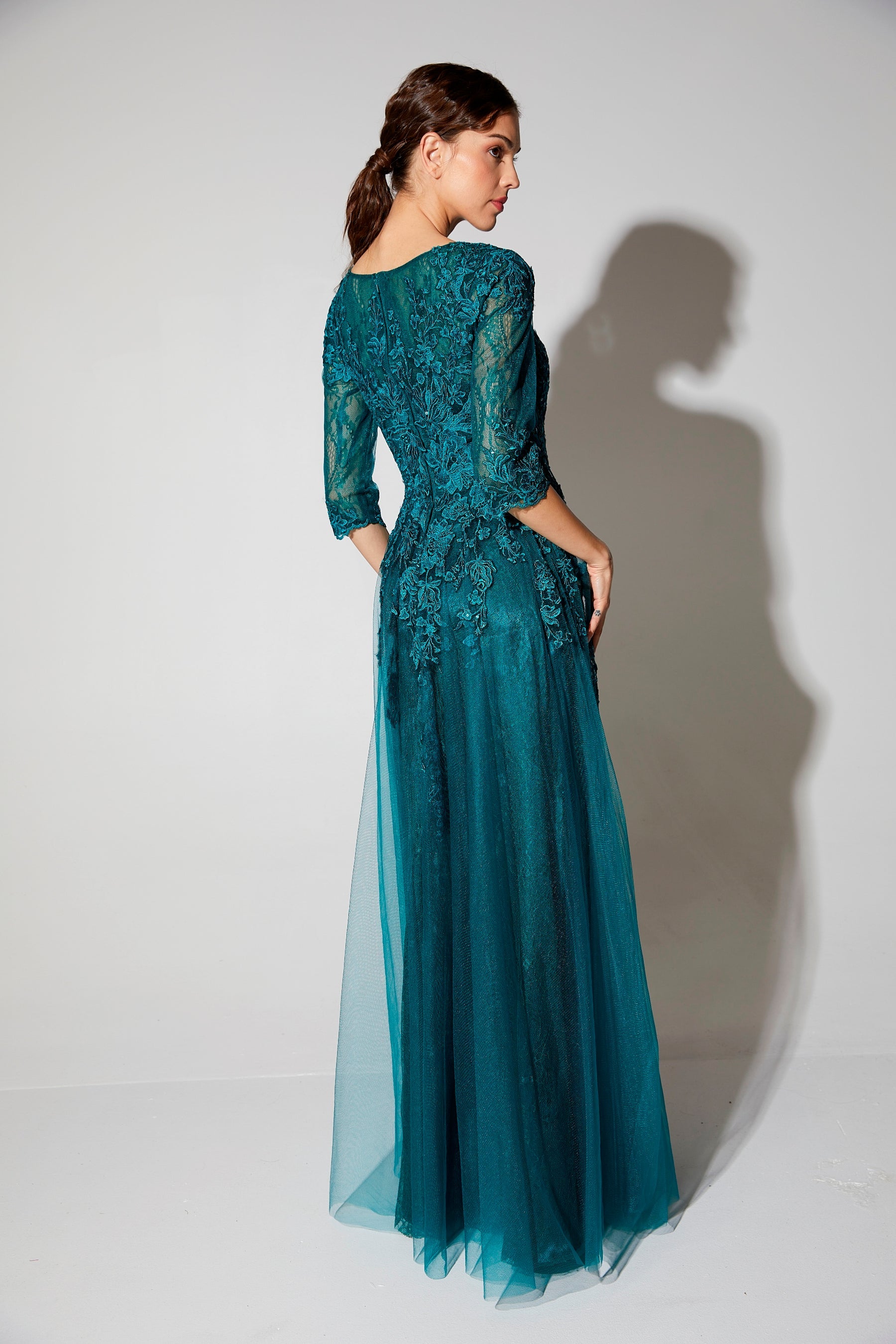 Formal Dresses Prom Floral Lace Long Formal Dress Eureka Fashion 9660 Emerald Green
