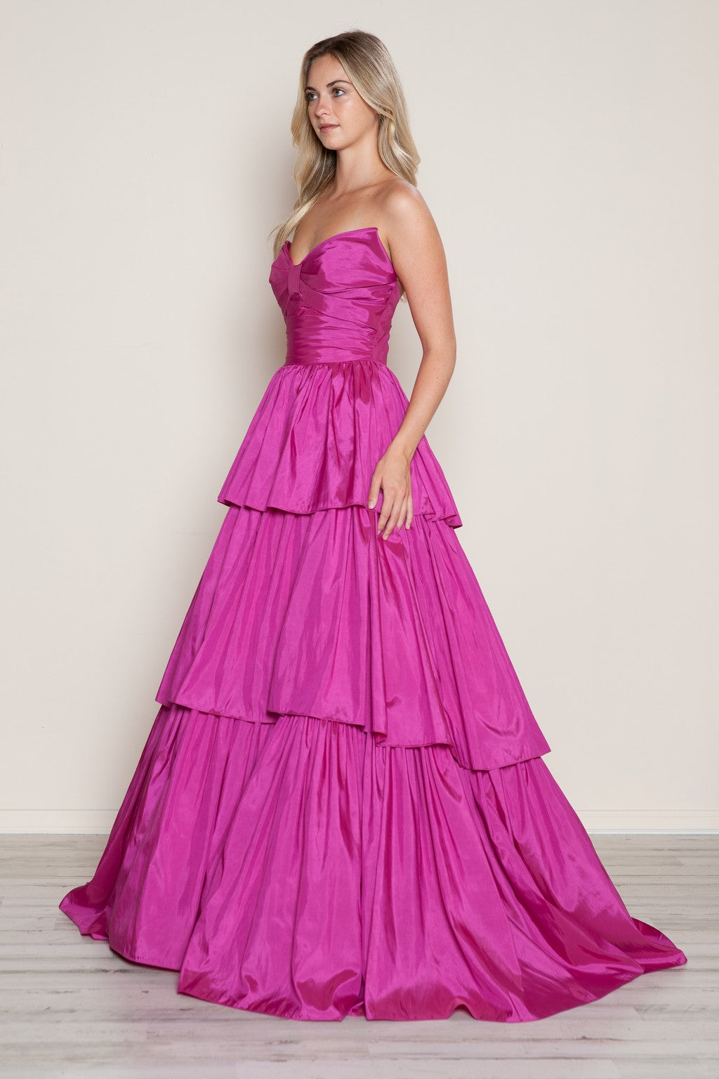 Prom Dresses A Line Long Formal Tiered Prom Dress Hot Pink