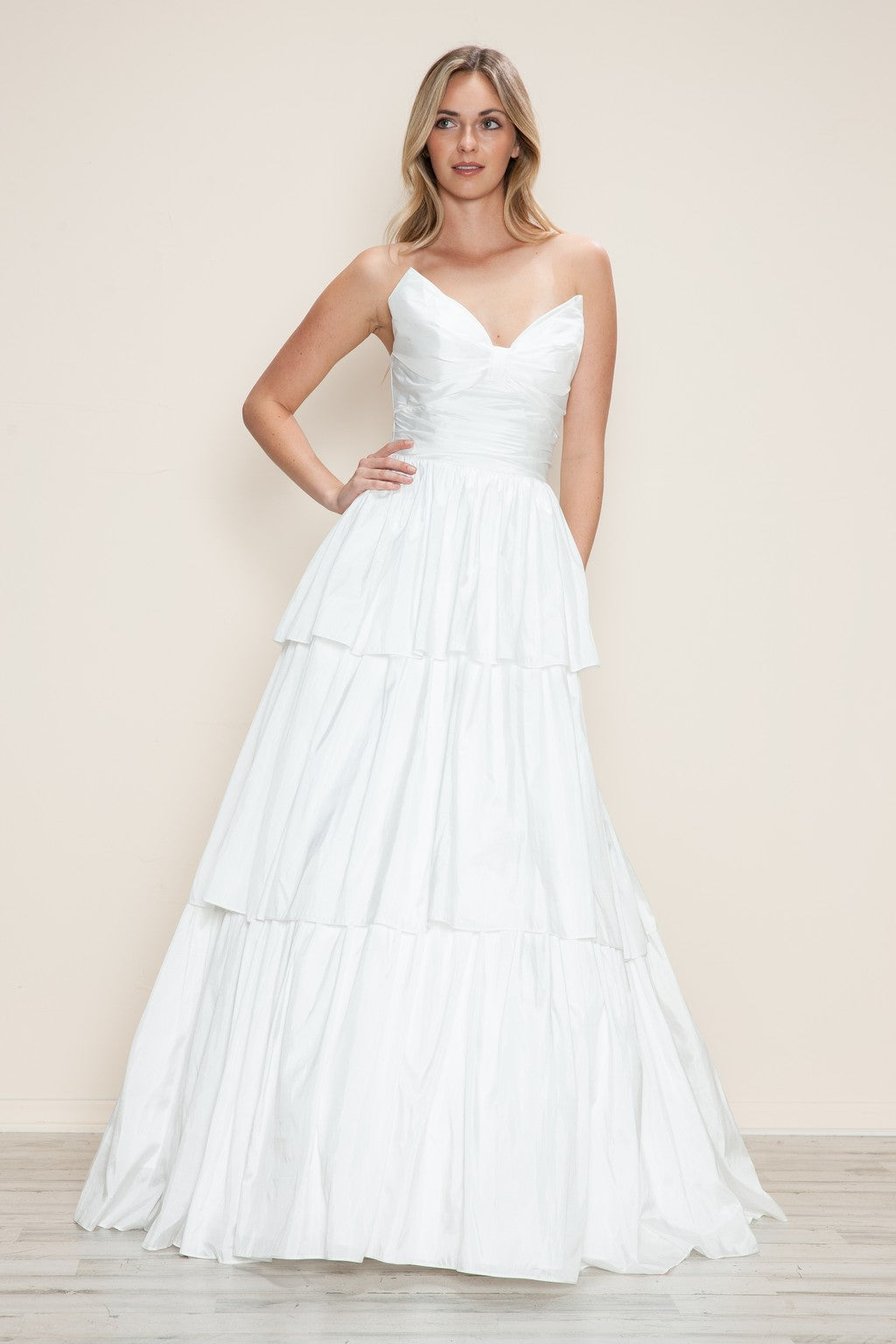 Prom Dresses A Line Long Formal Tiered Prom Dress Off White