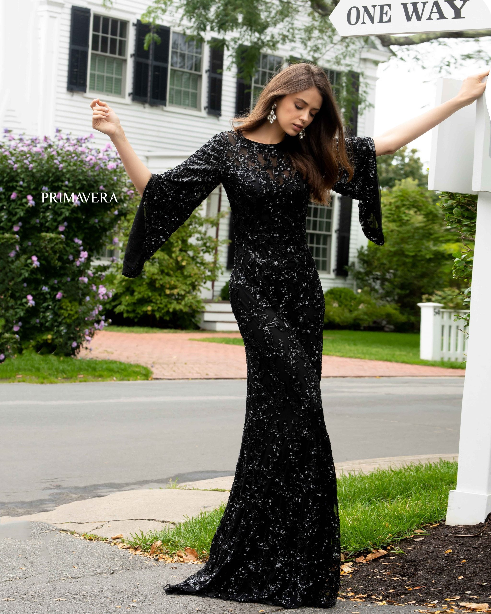 Formal Dresses Evening Long Formal Prom Sequin Dress Primavera Couture 9713 Black