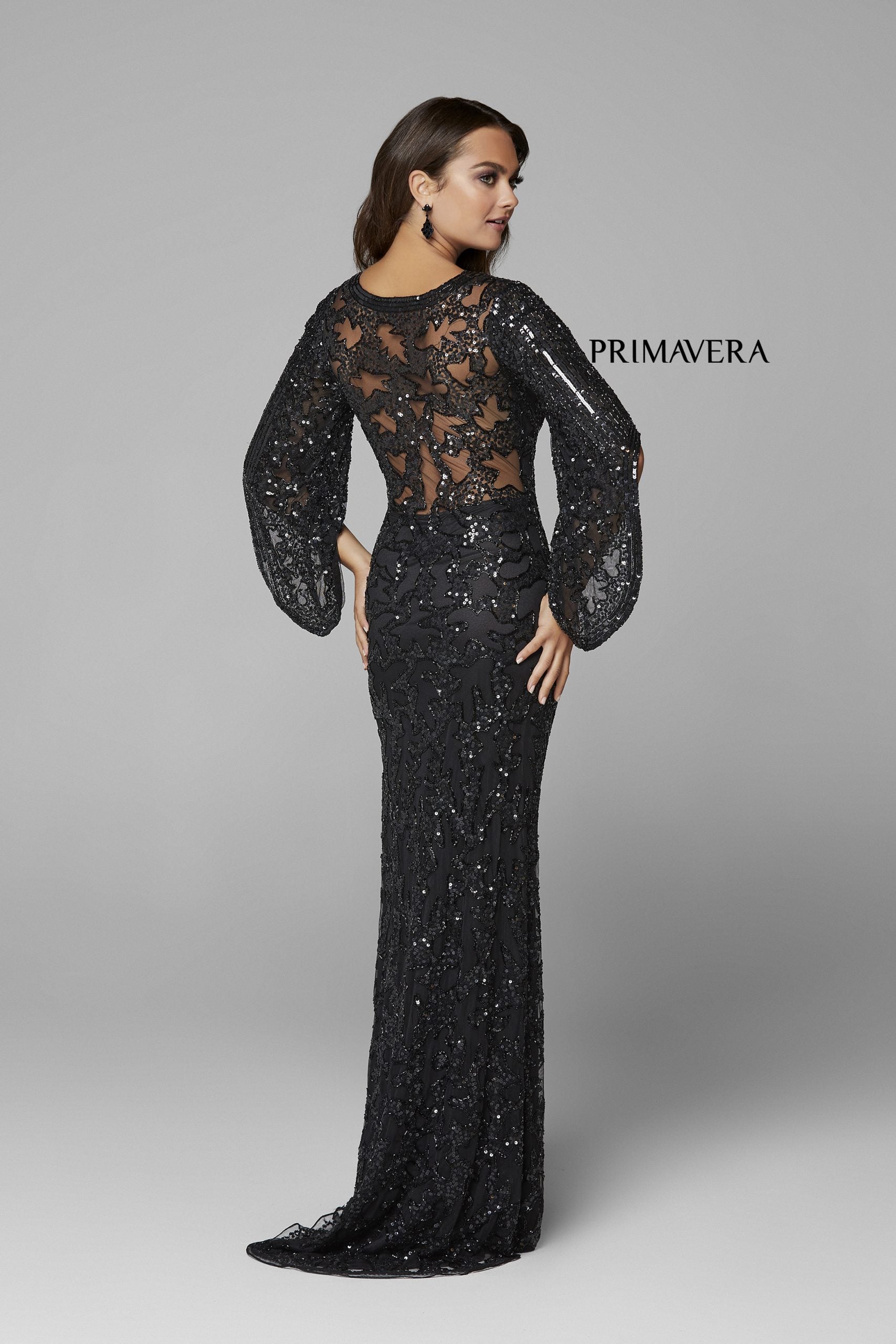 Formal Dresses Evening Long Formal Prom Sequin Dress Primavera Couture 9713 Black