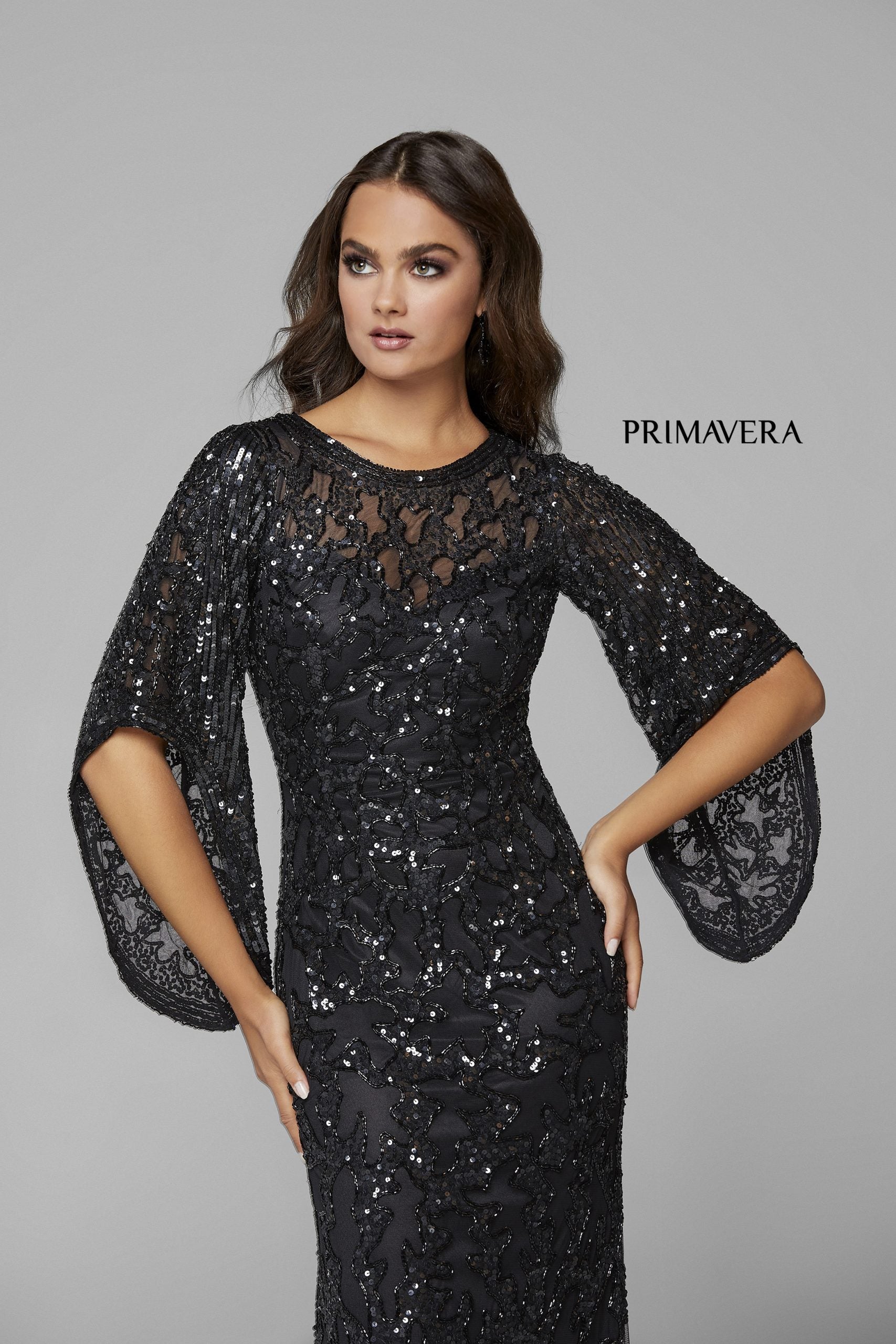 Formal Dresses Evening Long Formal Prom Sequin Dress Primavera Couture 9713 Black