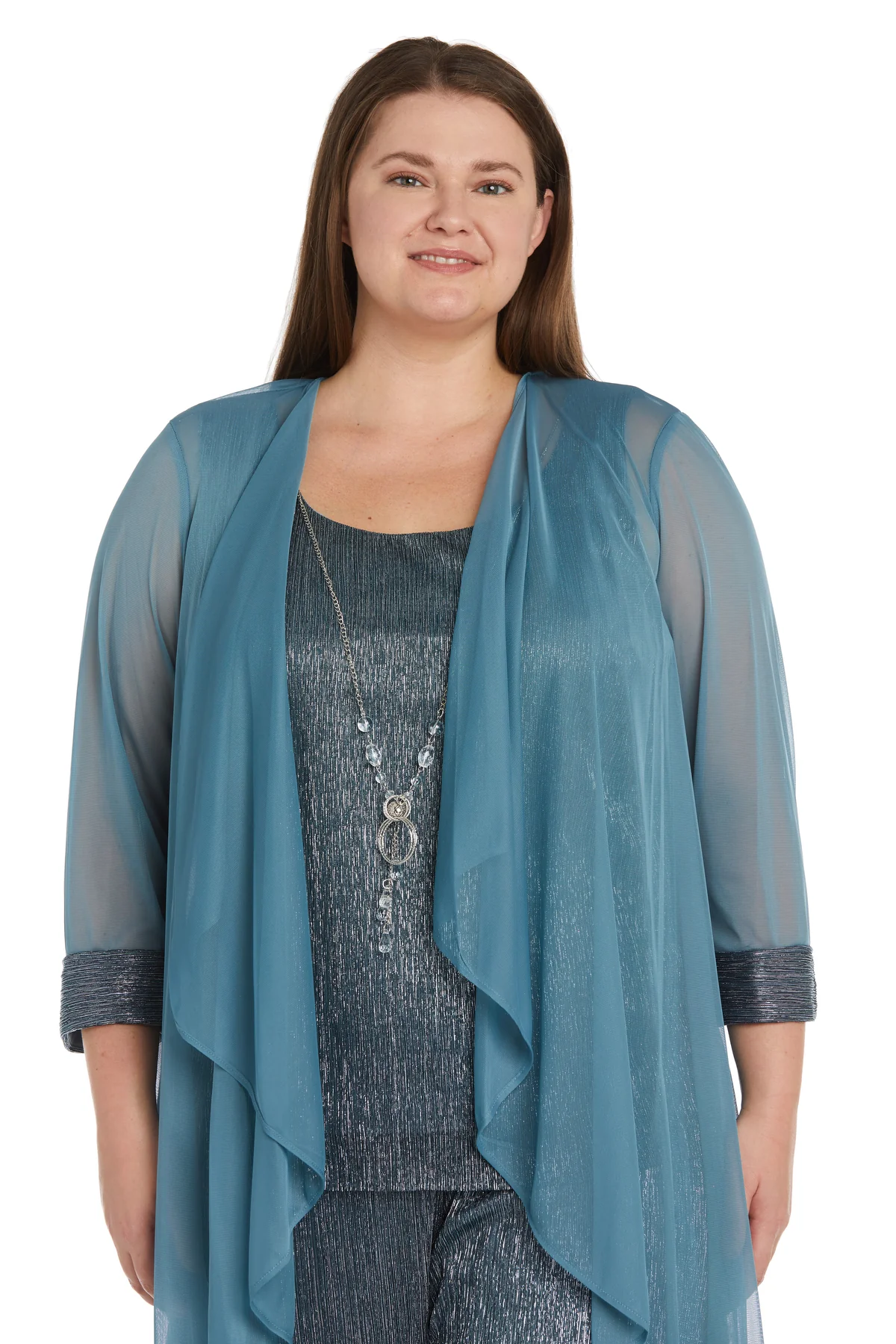 Pant Suit Three Piece Crinkle Plus Size Pantsuit Spruce