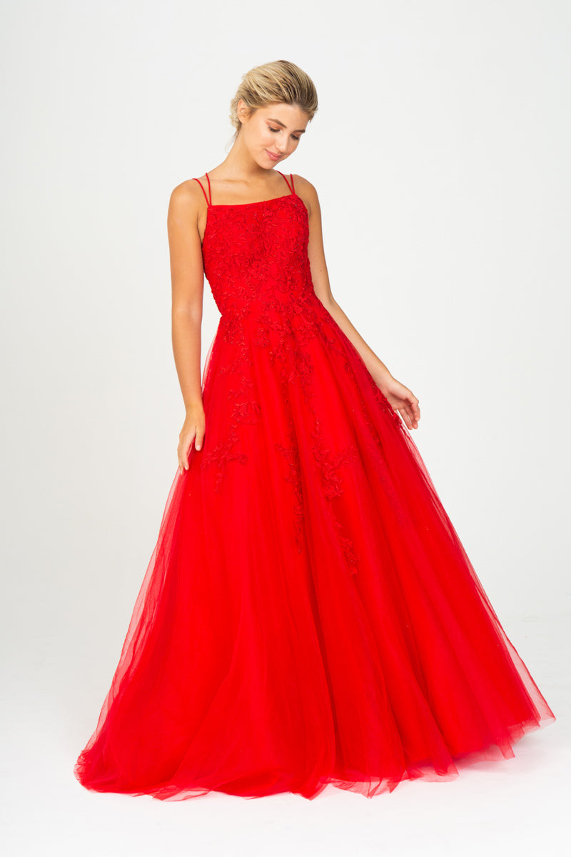 Prom Dresses Long Formal Lace Prom A Line Dress Eureka Fashion 9757 Red