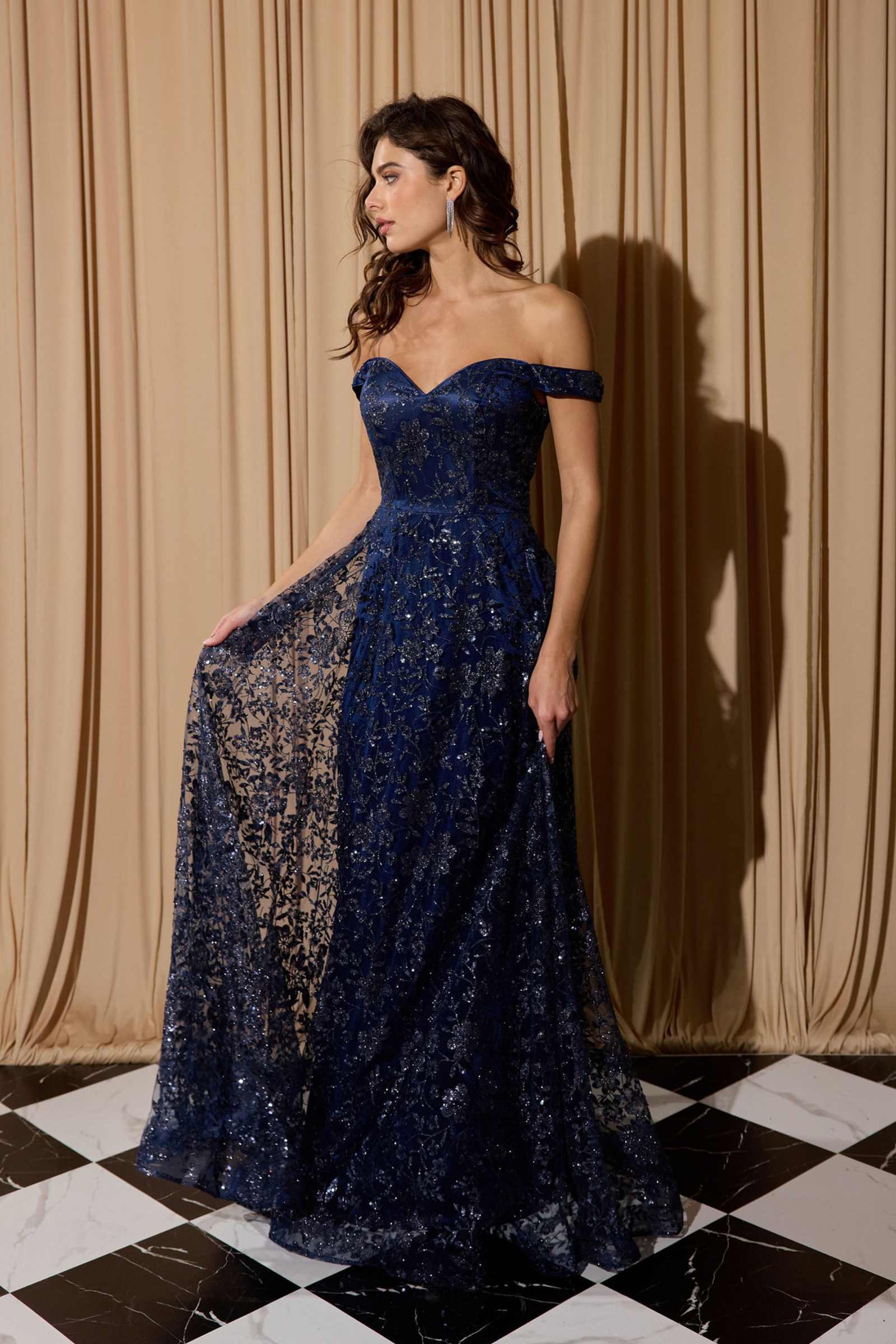 Prom Dresses Long Sequin Prom Formal A Line Dress Eureka Fashion 9766 Navy/Navy