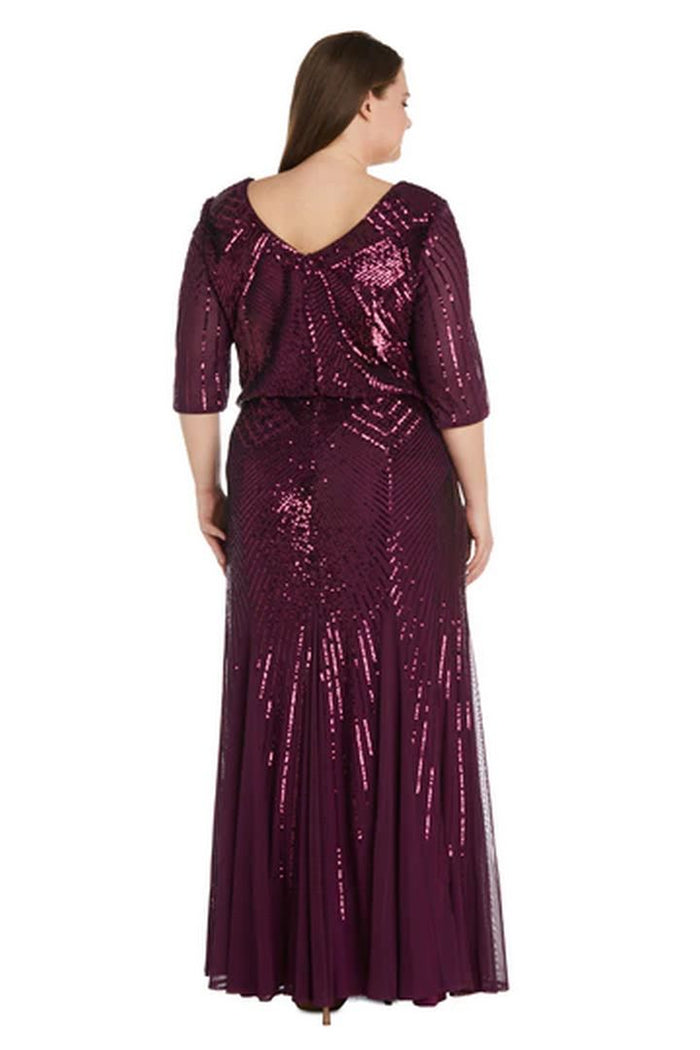 Plus Size Formal Dresses Sequined Beaded Long Plus Size Dress Plum