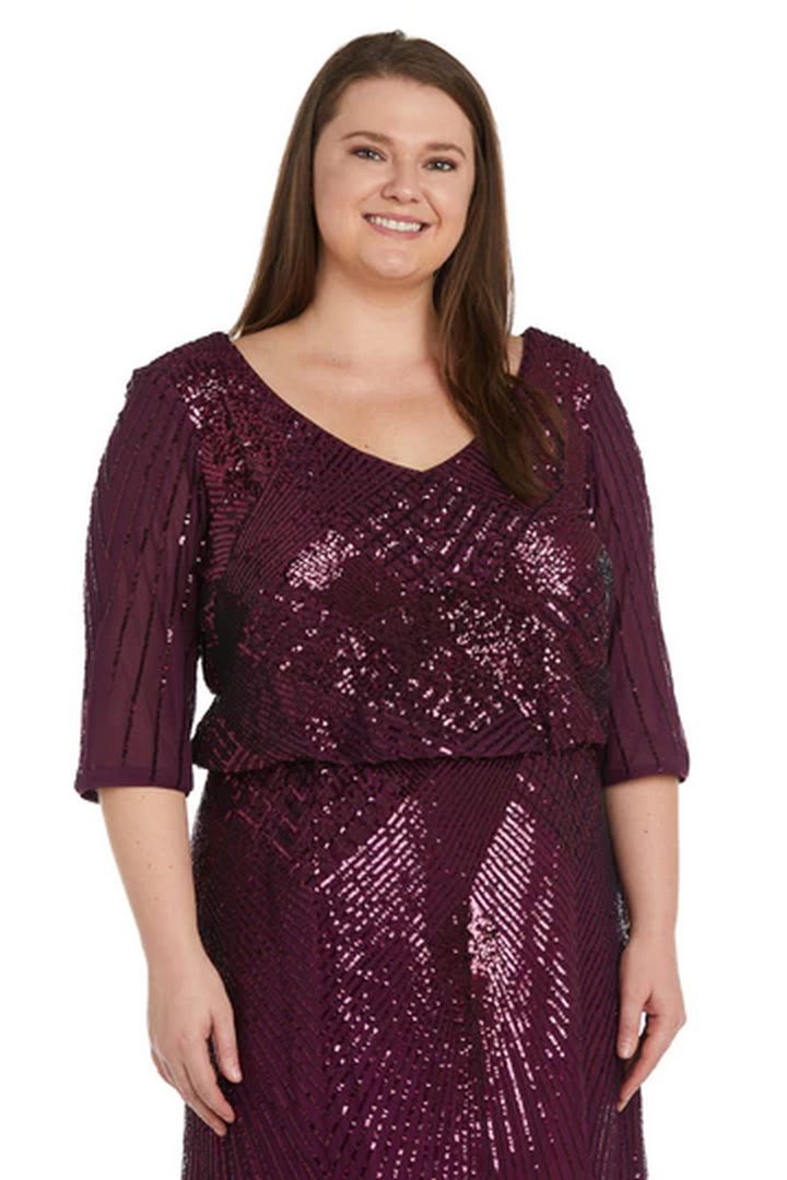 Plus Size Formal Dresses Sequined Beaded Long Plus Size Dress Plum