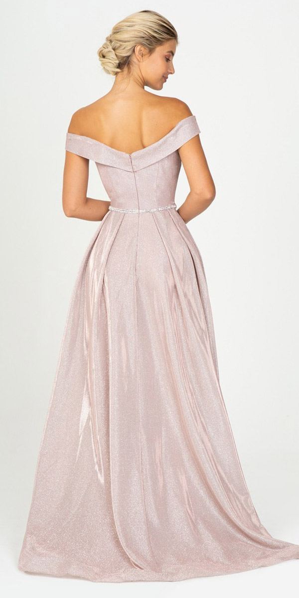 Prom Dresses Long Formal Slit Prom Dress Eureka Fashion 9808 Rose Gold