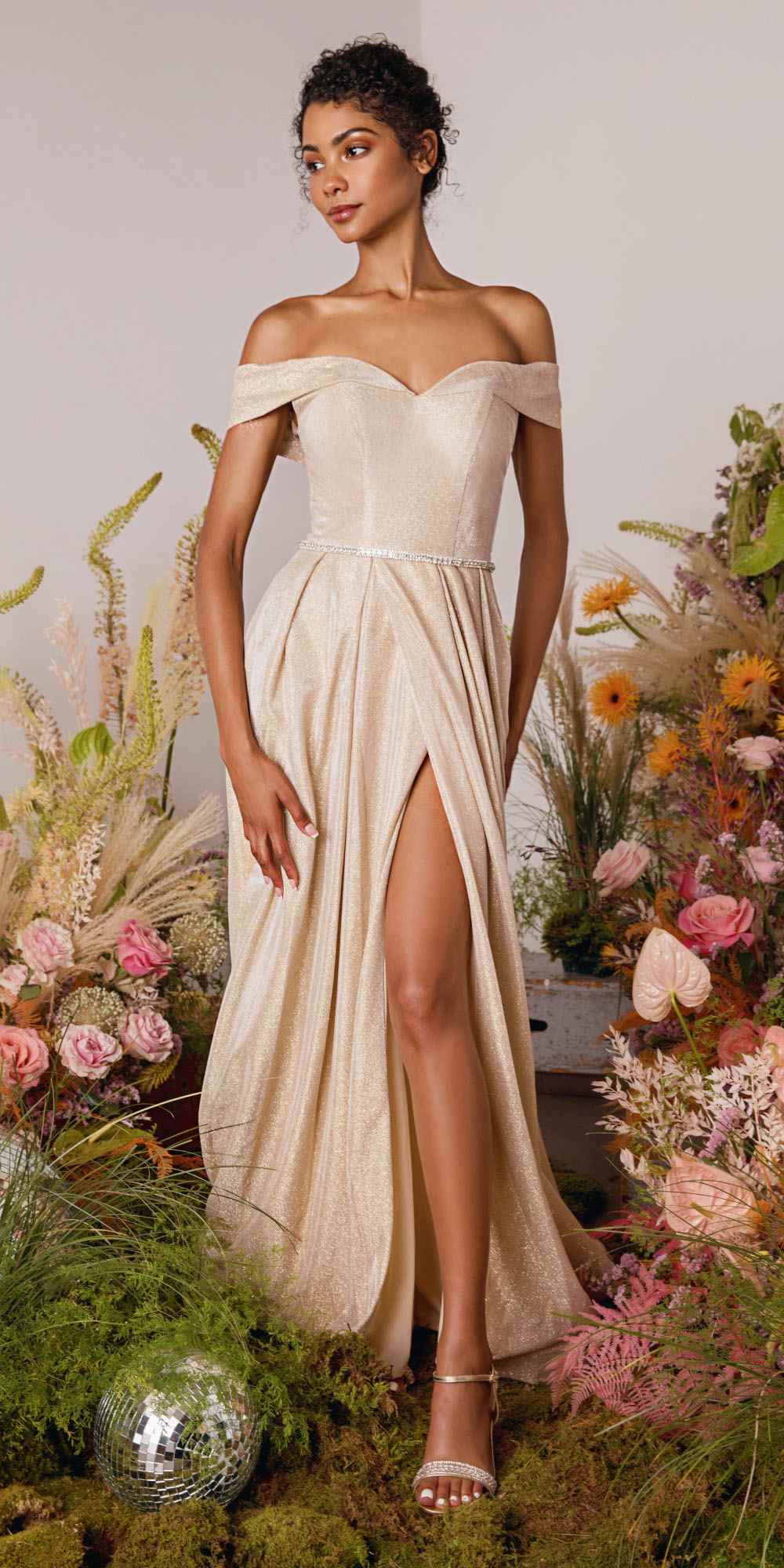 Prom Dresses Long Formal Slit Prom Dress Eureka Fashion 9808 Champagne