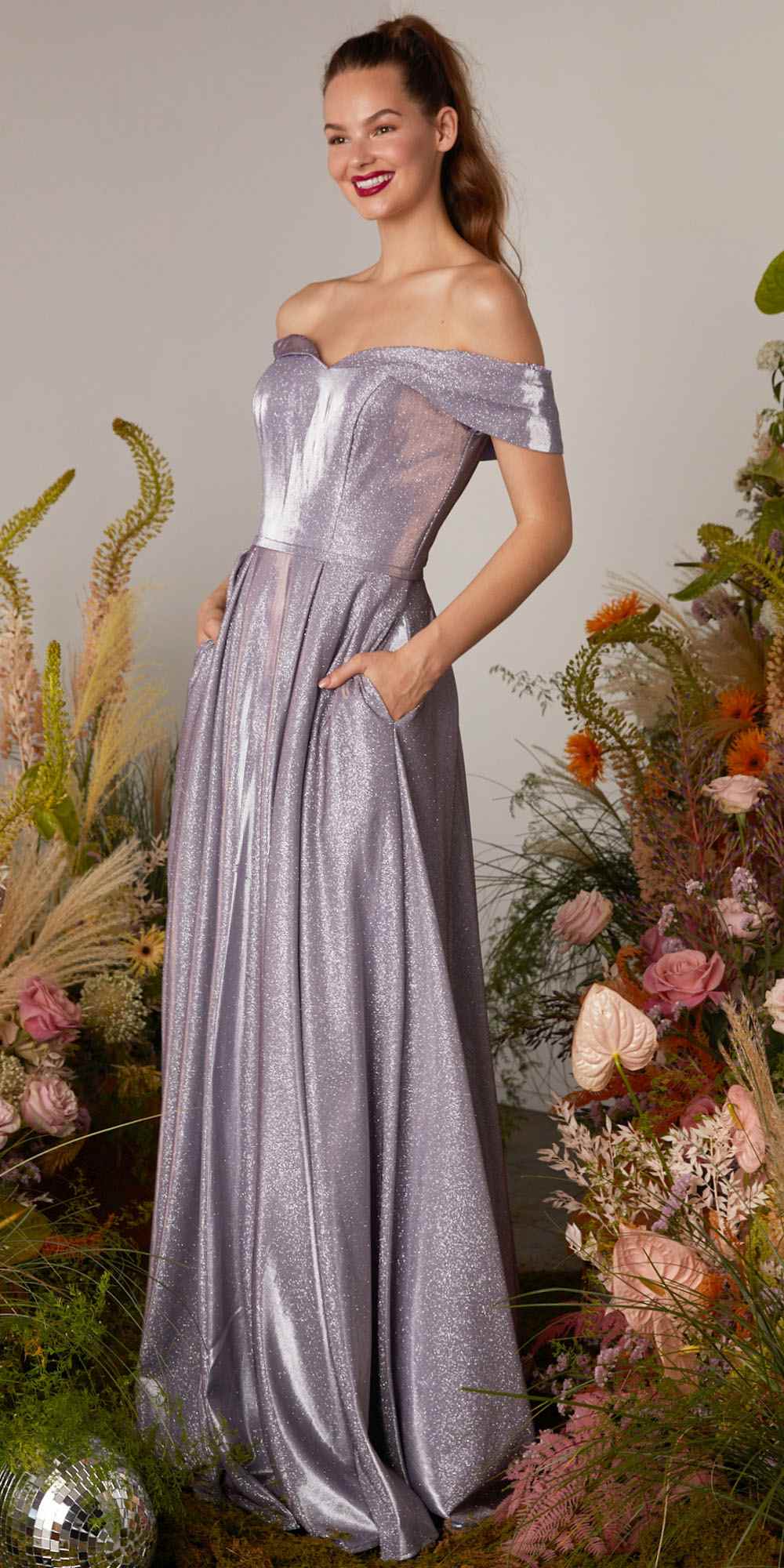 Prom Dresses Long Formal Prom Metallic A Line Dress Eureka Fashion 9809 Lavender