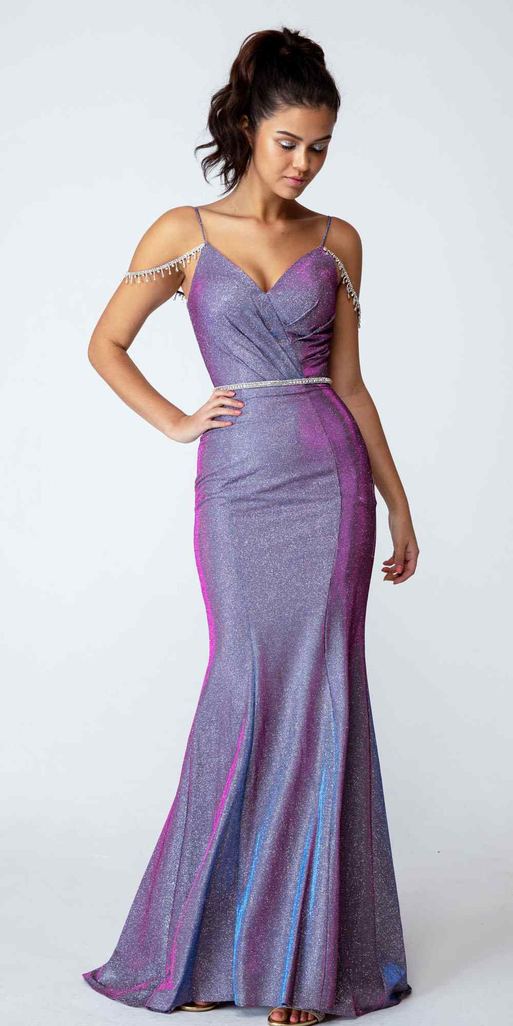 V-Neck Floor-Length Sequin Prom Mermaid Trumpet Eureka Fashion 9811