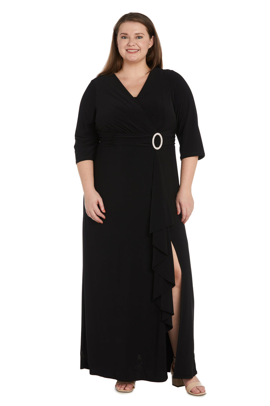 Black R&M Richards 9826W Long Formal Plus Size Gown