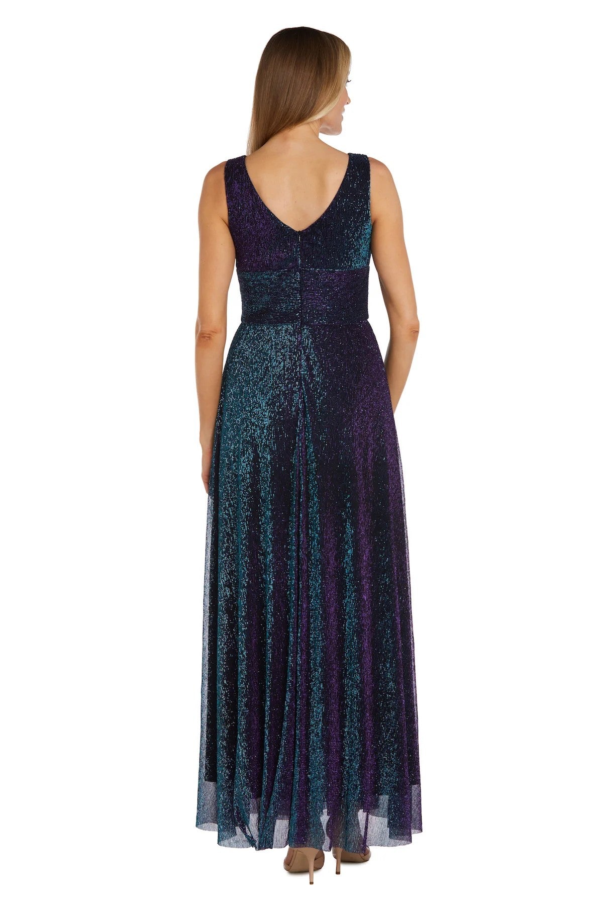 Formal Dresses Long Metallic Formal Dress Peacock/Purple