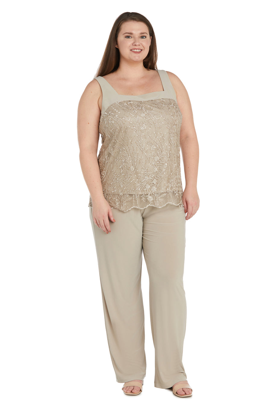 Pant Suit Plus Size Sequins Pant Set Champagne