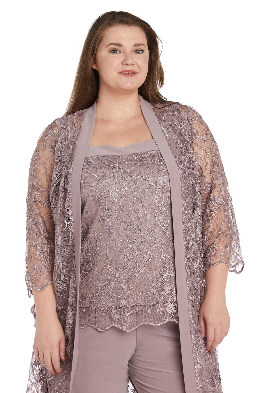 Pant Suit Plus Size Sequins Pant Set Mauve