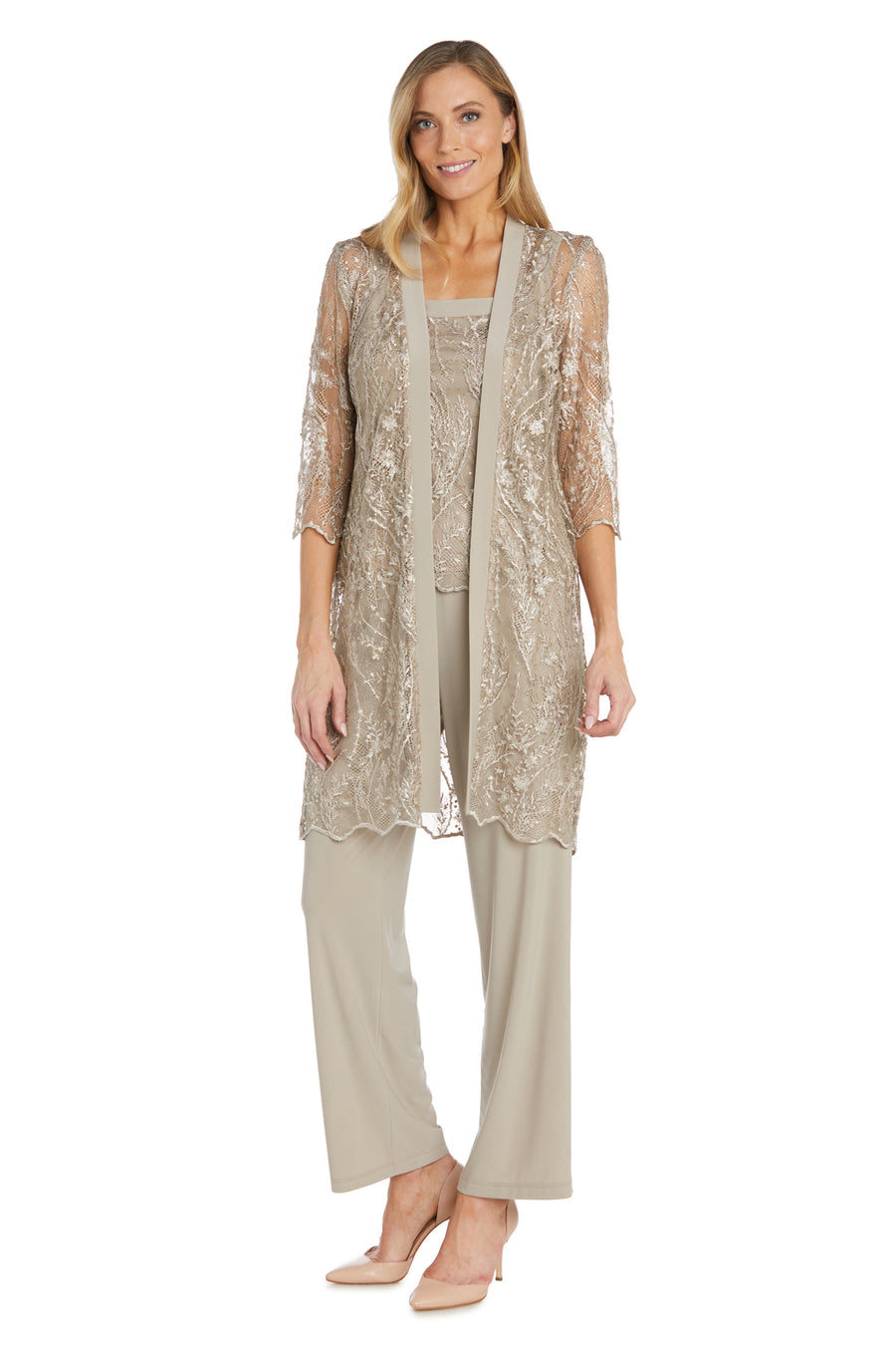 Pant Suit Sequins Pant Set Champagne