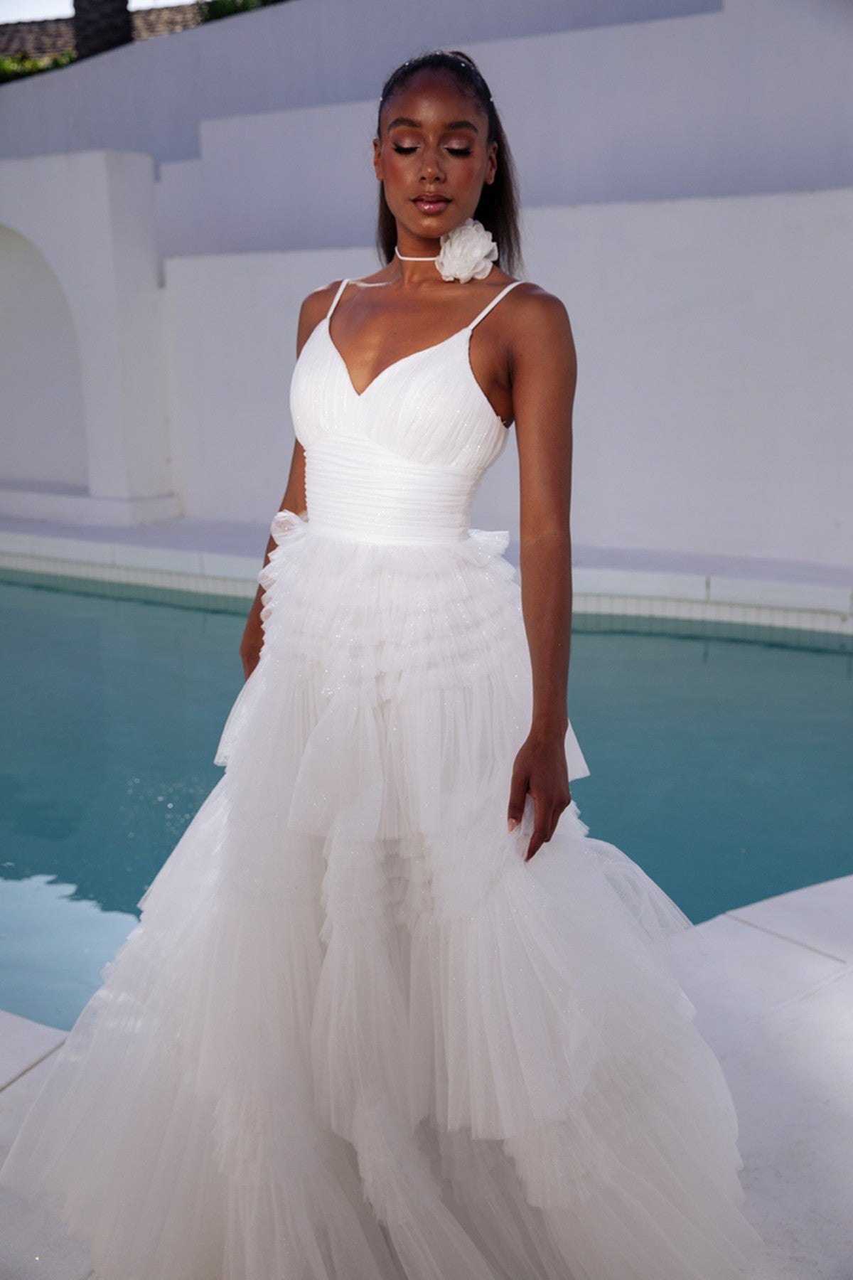 Wedding Dresses Bridal Ruffle A Line Long Wedding Dress Eureka Fashion 9888 Off White