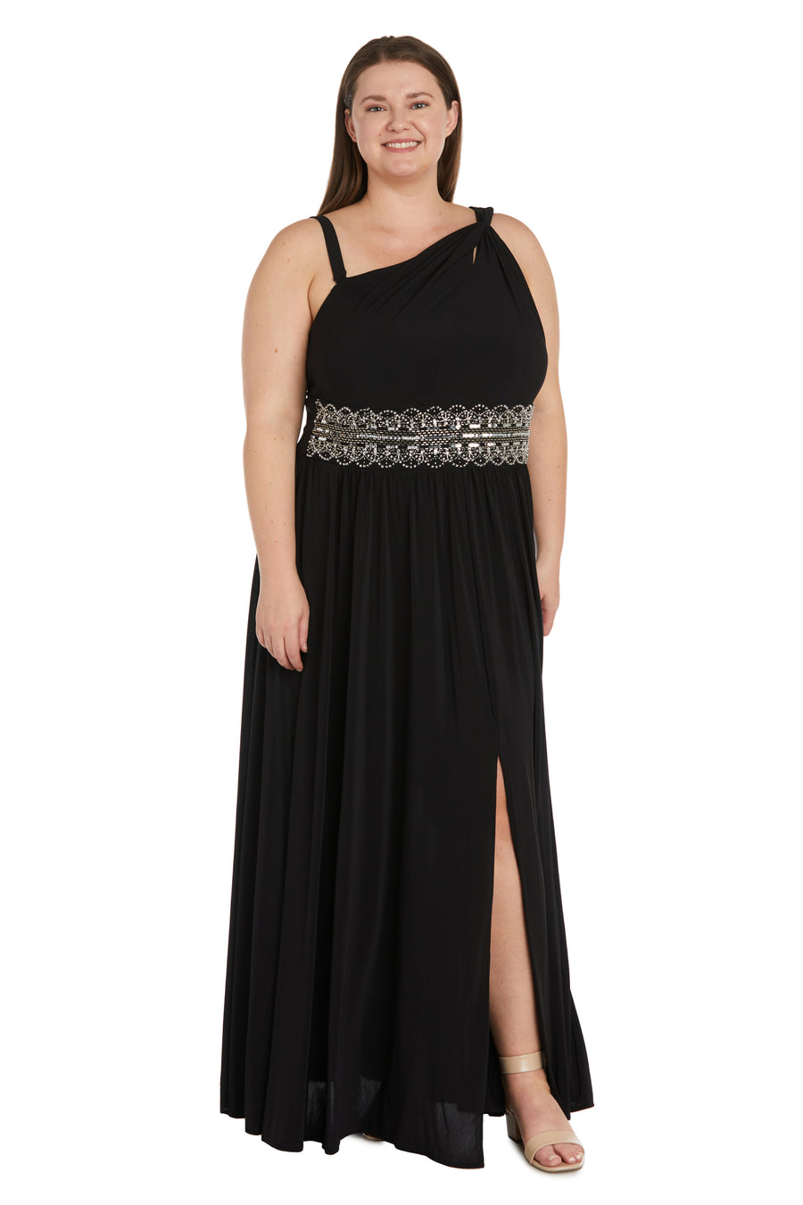 Black R&M Richards 9909W Long Evening Plus Size Formal Dress