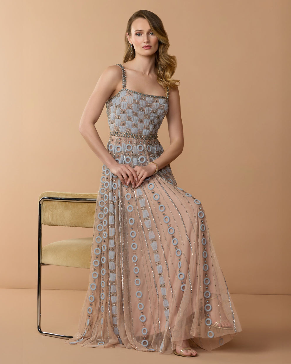 Square Neckline Floor-Length Tulle Formal A-Line Mac Duggal 9910106P