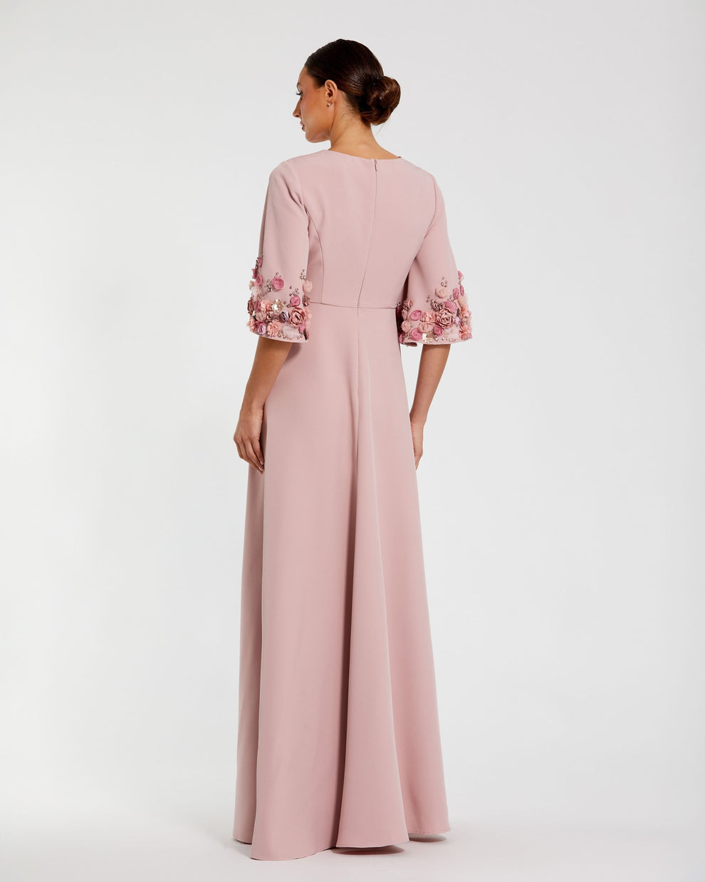 Crew/High-Neck Floor-Length Crepe Formal A-Line Mac Duggal 9911854P