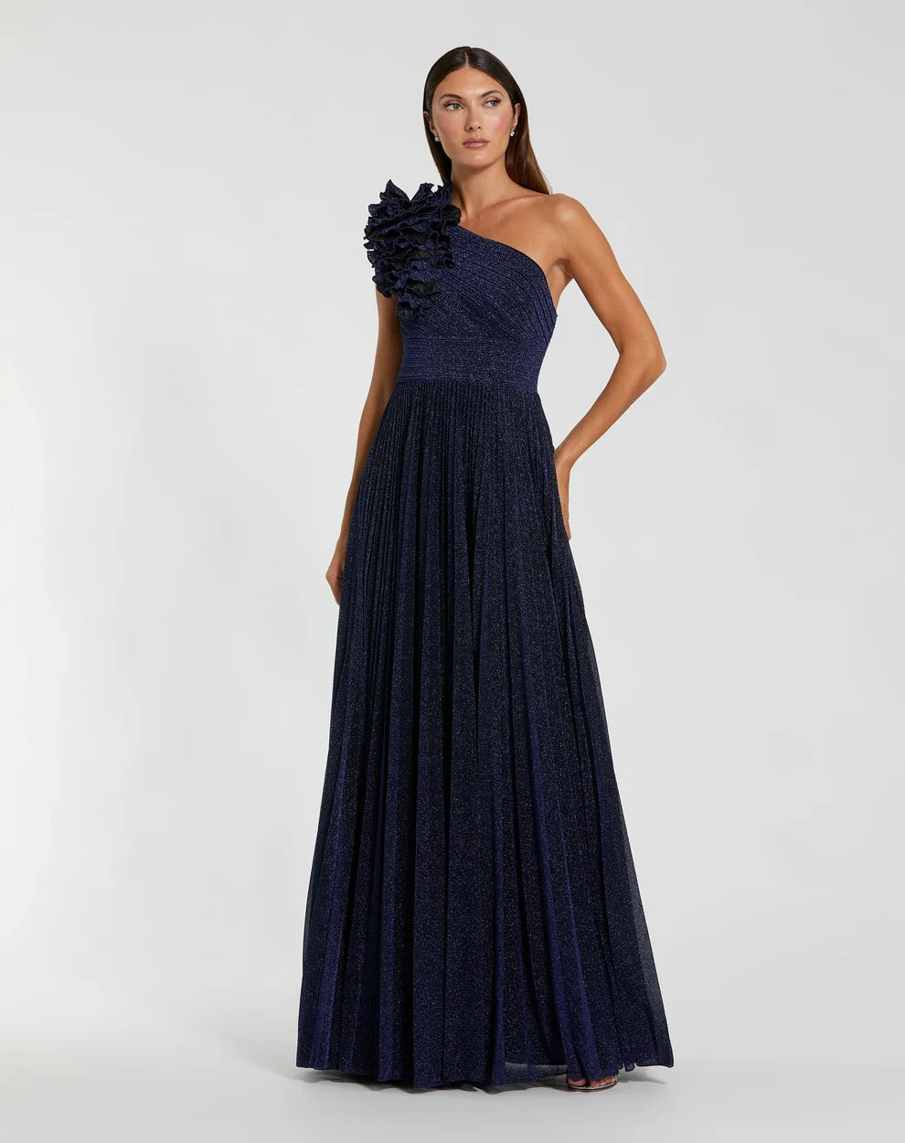 Prom Dresses Long Formal Pleated Ruffle Prom Dress Mac Duggal 11879 Midnight