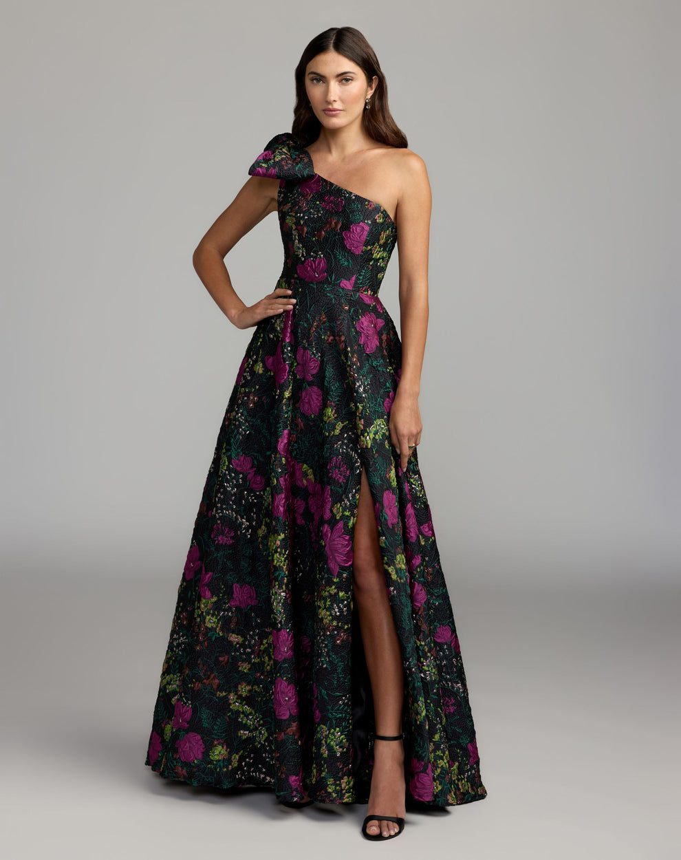 One-Shoulder Floor-Length Lace Formal A-Line Mac Duggal 9911919P