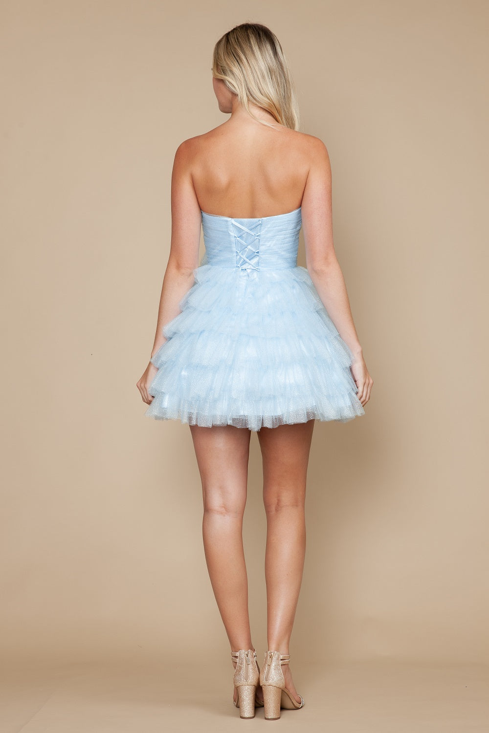 Cocktail Dresses Mini Homecoming Glitter Ruffle Cocktail Dress Blue