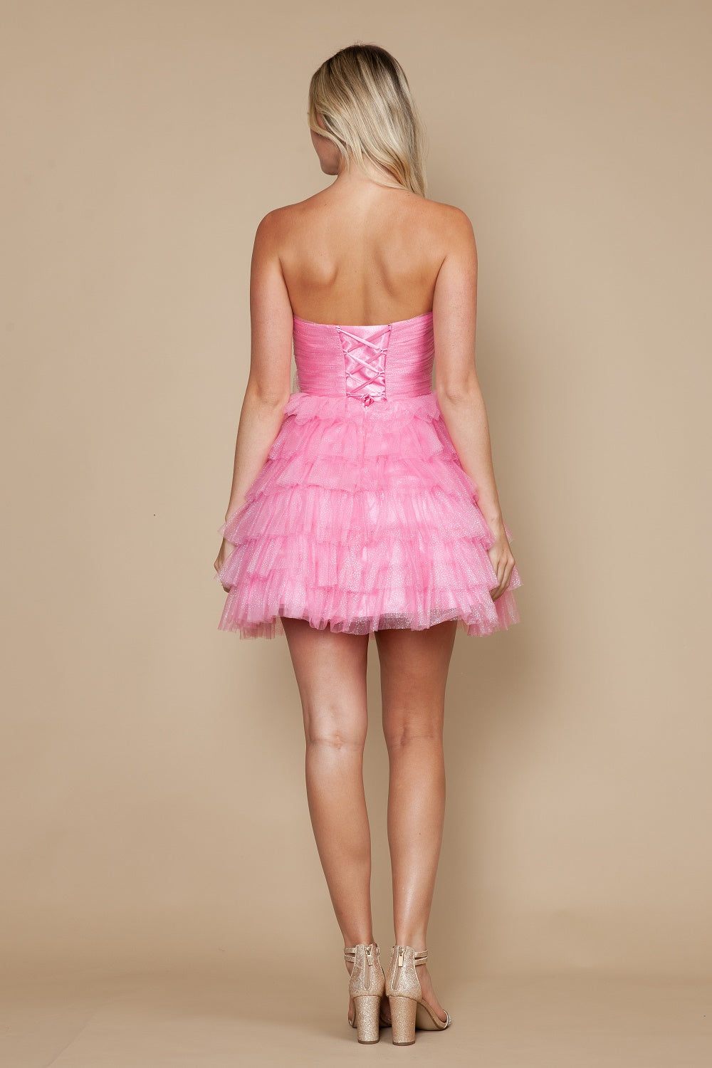 Cocktail Dresses Mini Homecoming Glitter Ruffle Cocktail Dress Pink