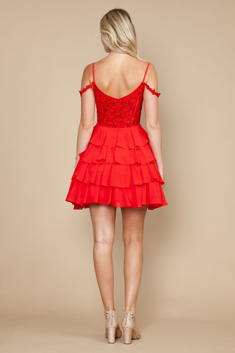 Cocktail Dresses Short Lace Applique Homecoming Cocktail Dress Red
