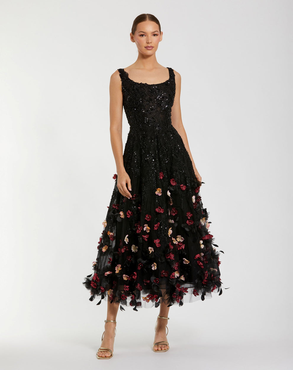 Black Multi Scoop Neck Short Sequined Cocktail Dress A-Line Mac Duggal 9921085P