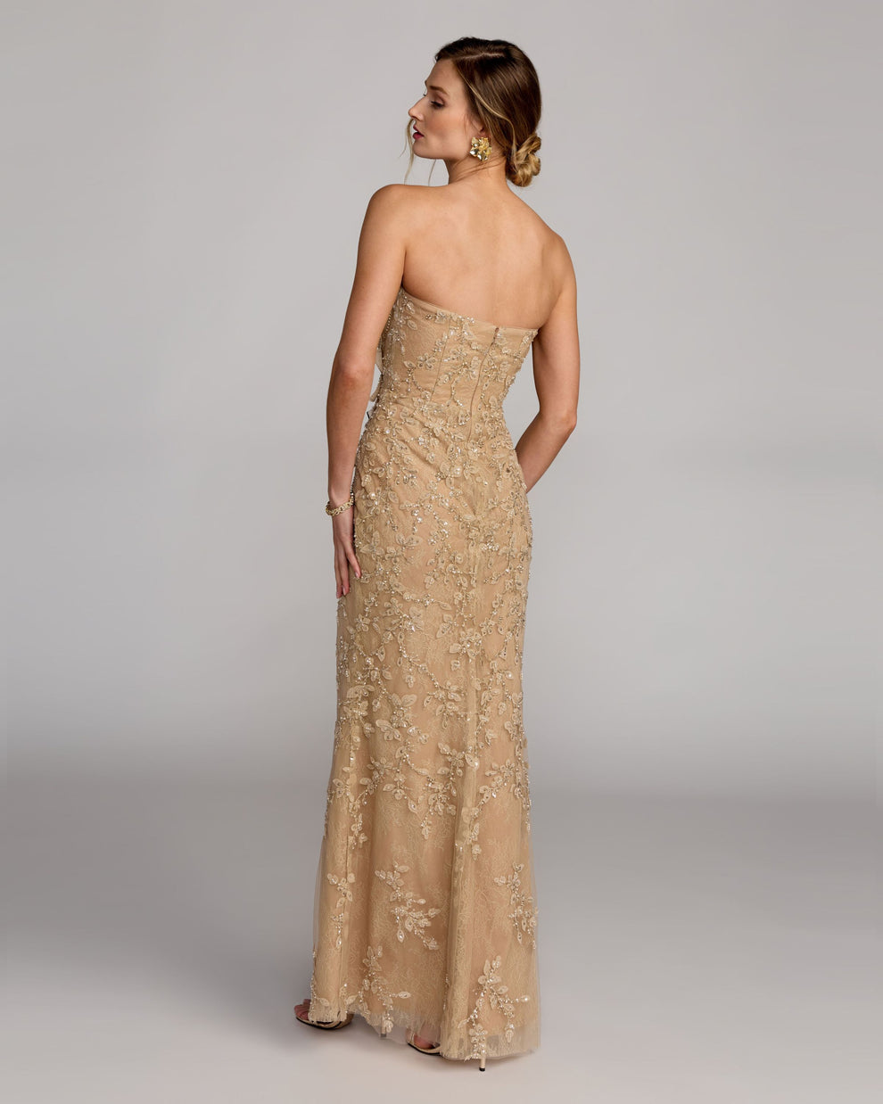 Strapless Curved Neck Floor-Length Lace Prom Mermaid Mac Duggal 9921200P