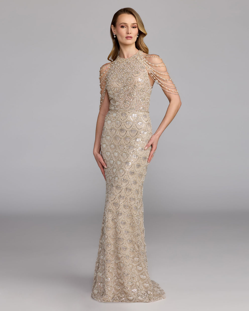 Crew/High-Neck Floor-Length Sequin Formal Mermaid Mac Duggal 9921322P